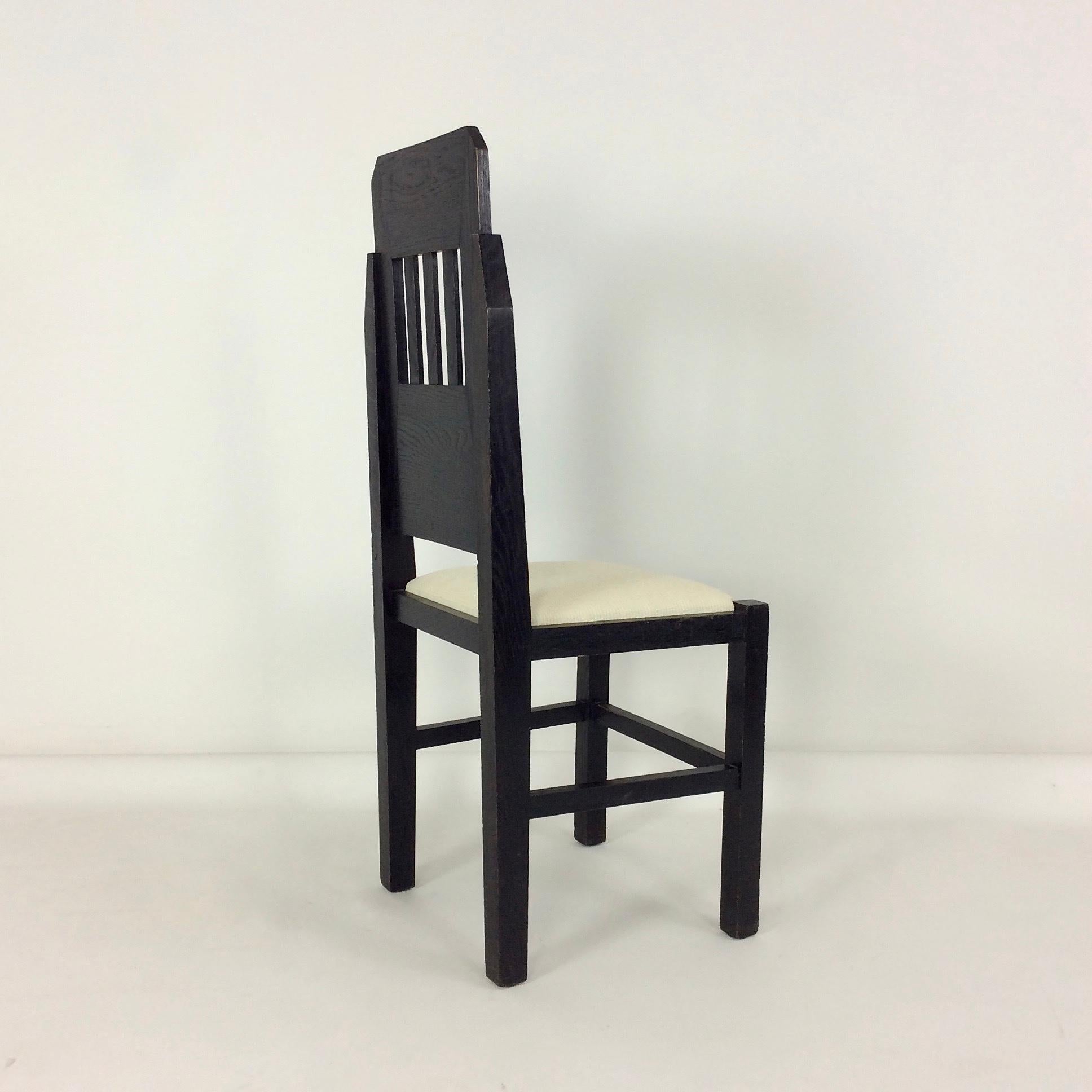 Marcel-Louis Baugniet Modernistischer Stuhl, um 1925, Belgien (Geschwärzt) im Angebot