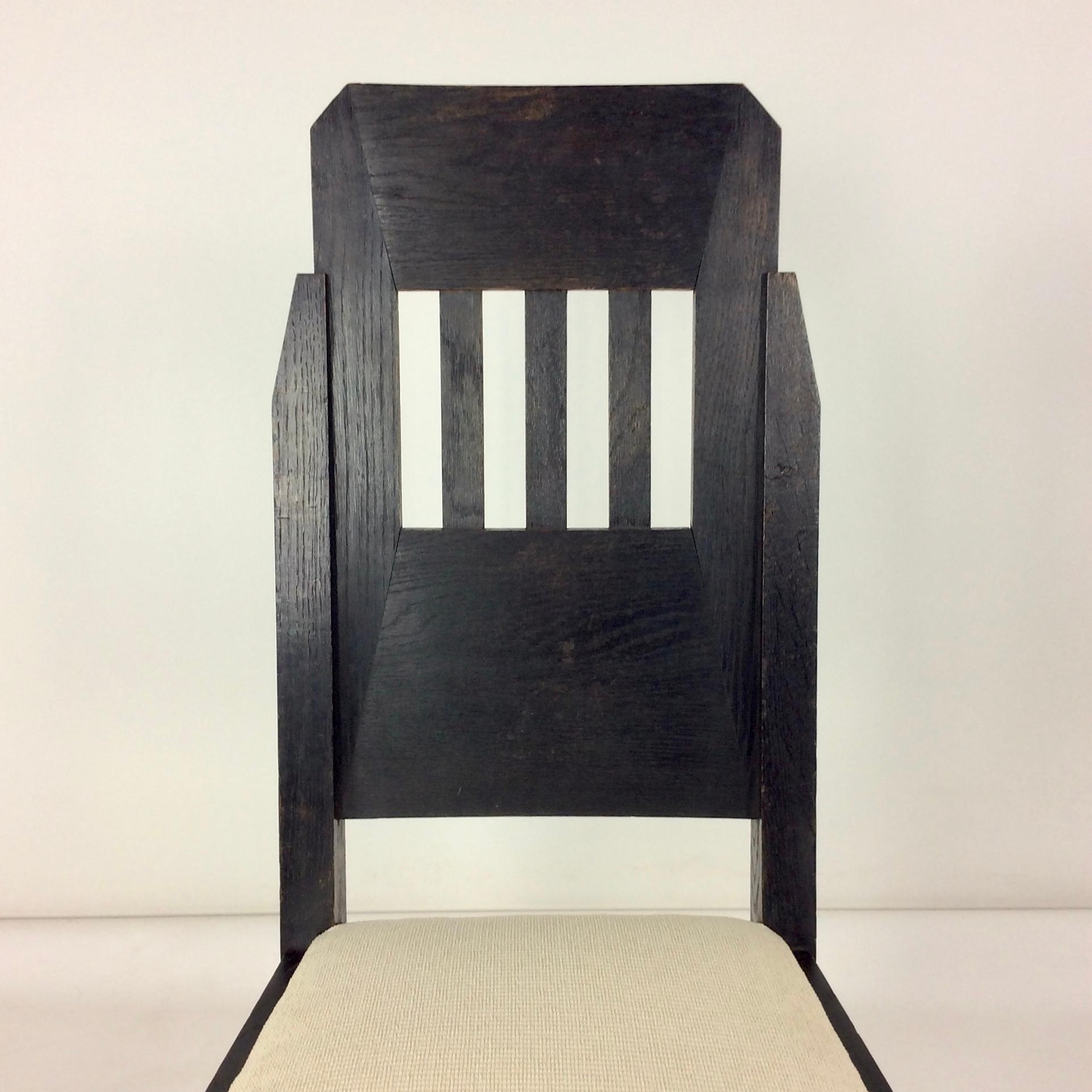 Marcel-Louis Baugniet Modernistischer Stuhl, um 1925, Belgien (Stoff) im Angebot