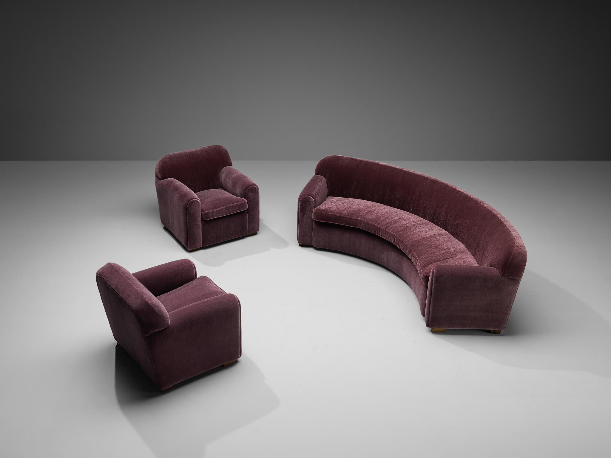 Mid-20th Century Marcel-Louis Baugniet Sofa in Purple Mohair