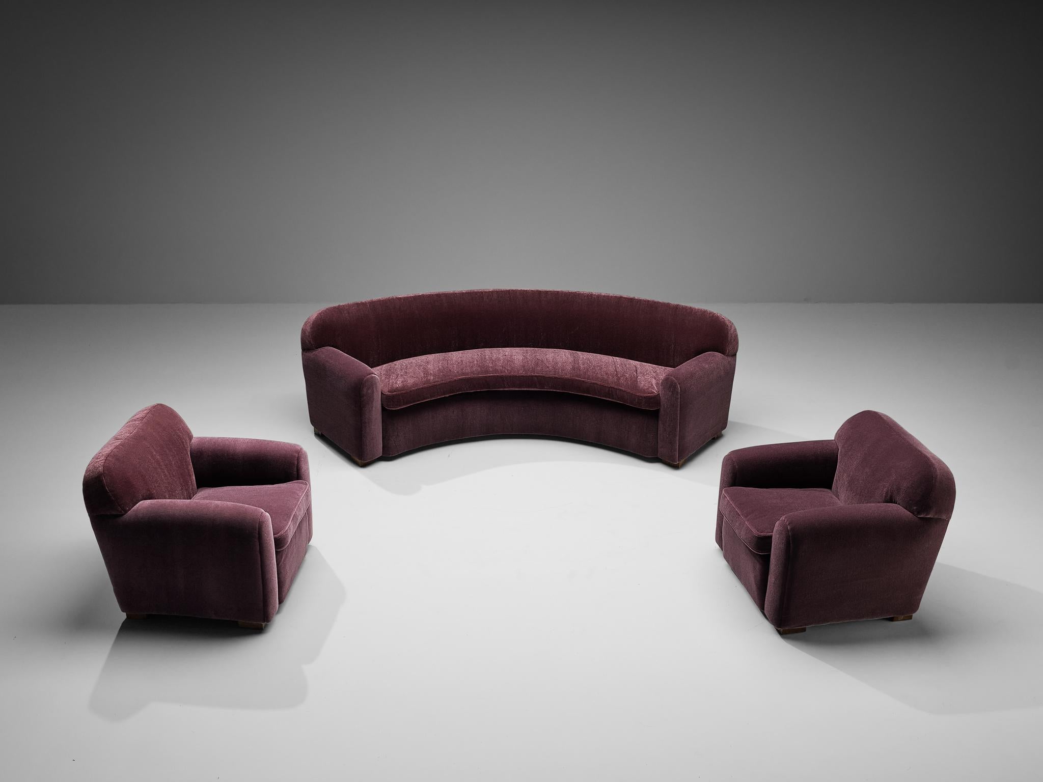Marcel-Louis Baugniet Sofa in Purple Mohair 1