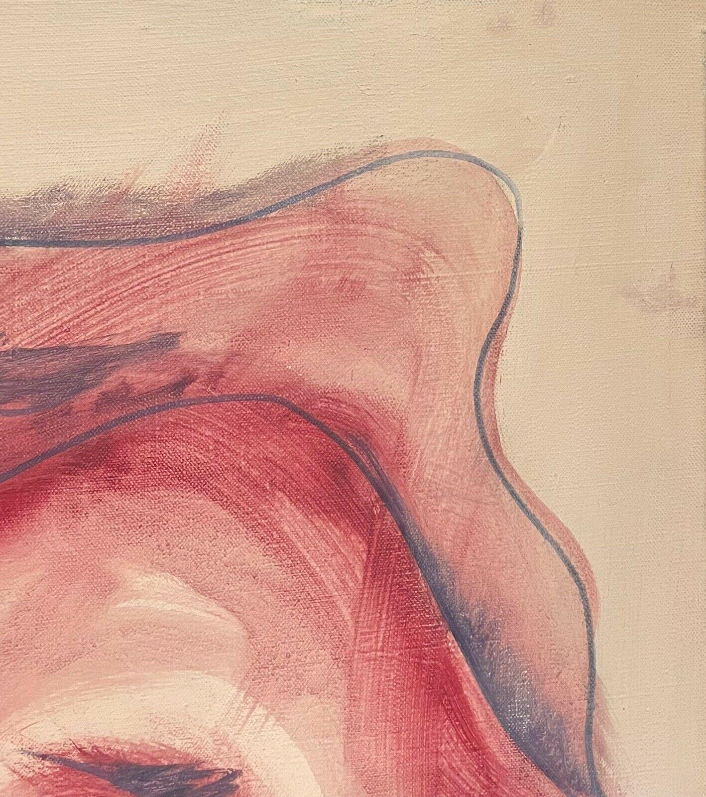 HUGE MID CENTURY FRENCH ABSTRACT PAINTING - NUDE FIGURE COMPOSITION IN PINK 2