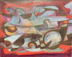 VERY LARGE MID 20TH CENTURY ABSTRACT OIL PAINTING