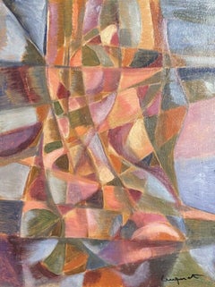 MID 20TH CENTURY FRENCH CUBIST ABSTRACT OIL PAINTING - SIGNED