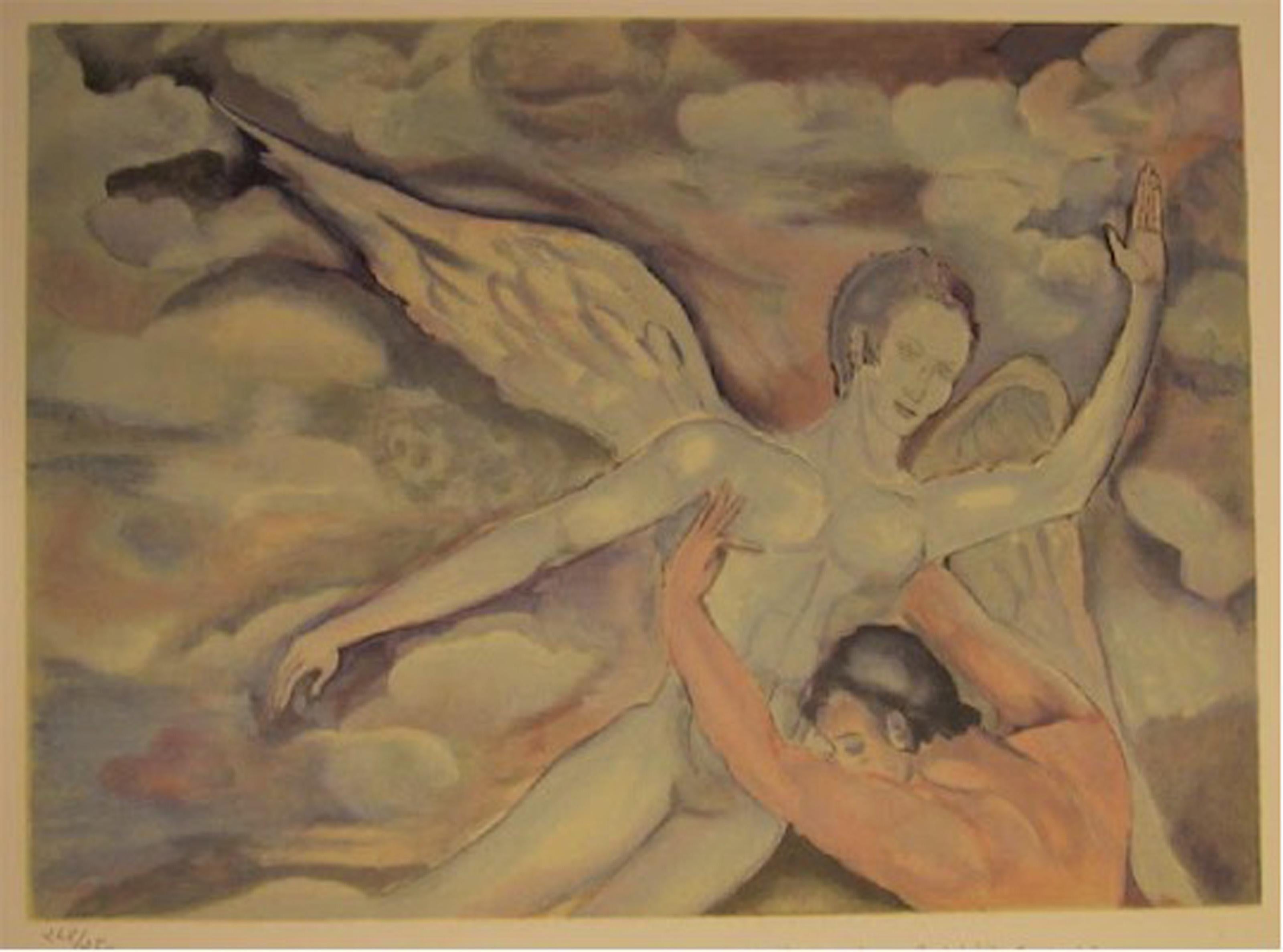 Marcel Marceau, francés (1923 - 2007) - Ángel, Cartera:  Le Troisieme Oeil (El Tercer Ojo), Año:  1981, Medio:  Litografía sobre papel Arches, firmada y numerada a lápiz, Edición:  248/250, Tamaño:  54,61 x 76,2 cm (21,5 x 30 pulg.), Editor: 
