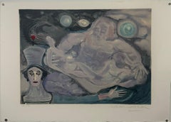 French Surrealist Lithograph Legendary Mime Marcel Marceau Third Eye Surrealism