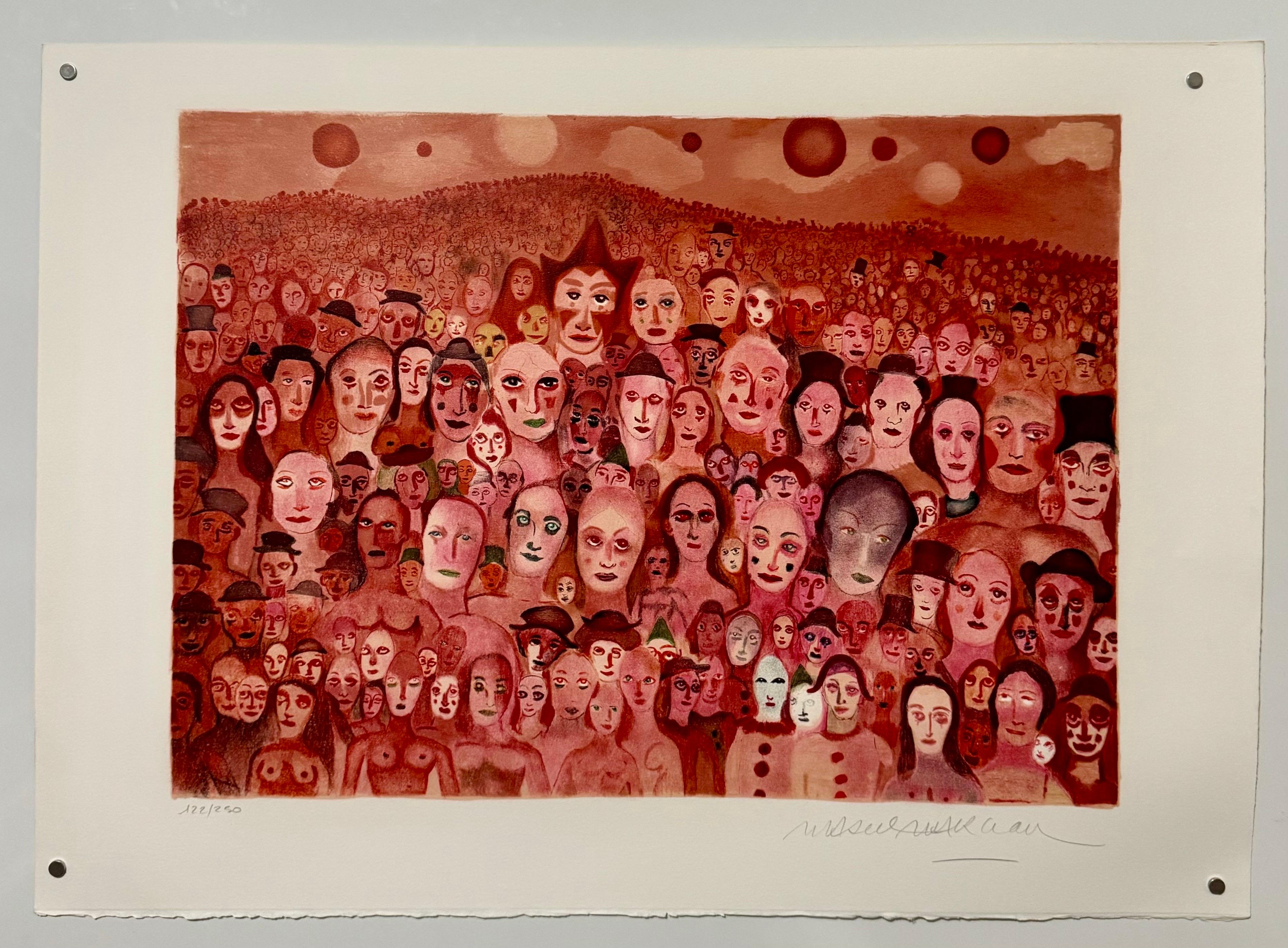 French Surrealist Lithograph Legendary Mime Marcel Marceau Third Eye Surrealism For Sale 1