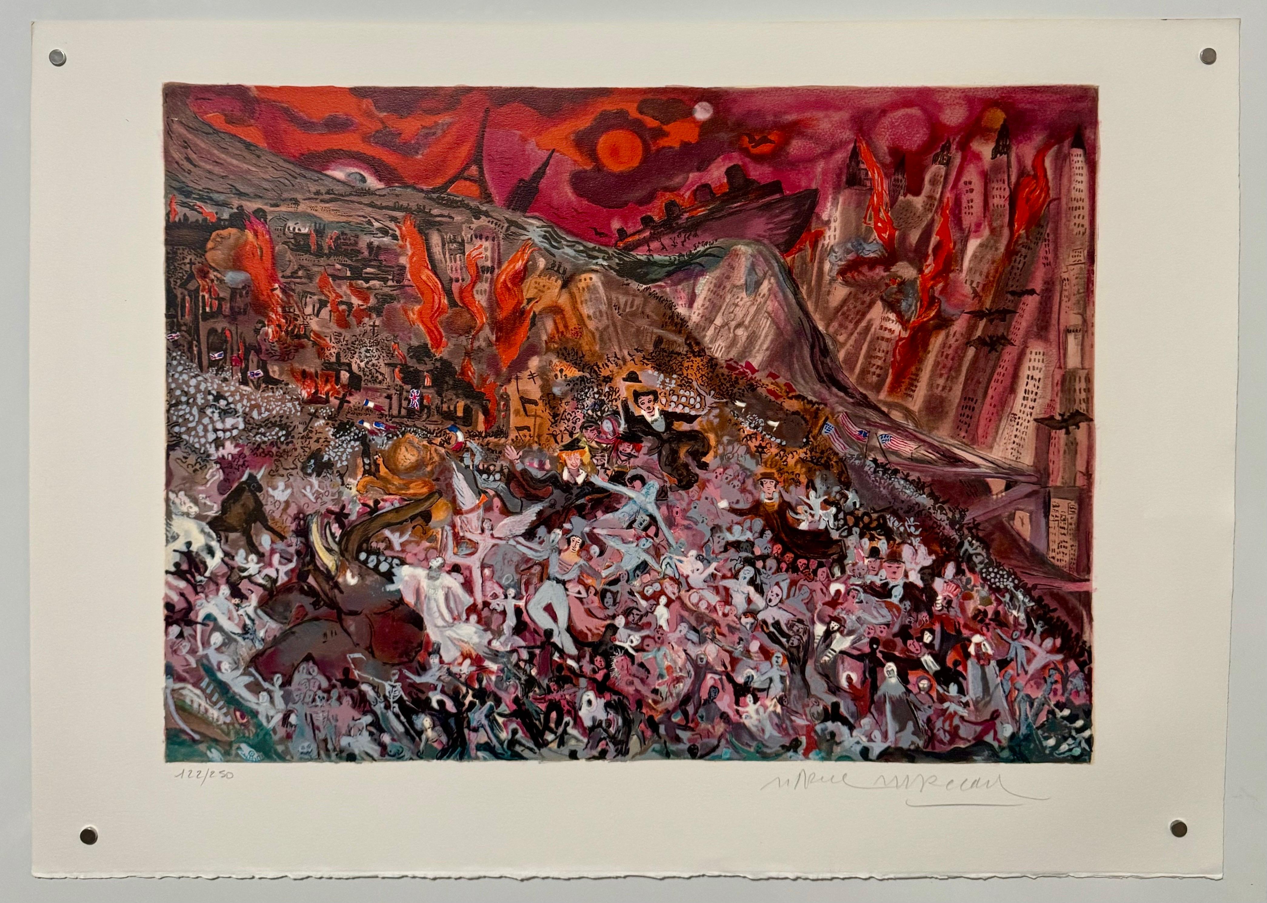 French Surrealist Lithograph Legendary Mime Marcel Marceau Third Eye Surrealism For Sale 1