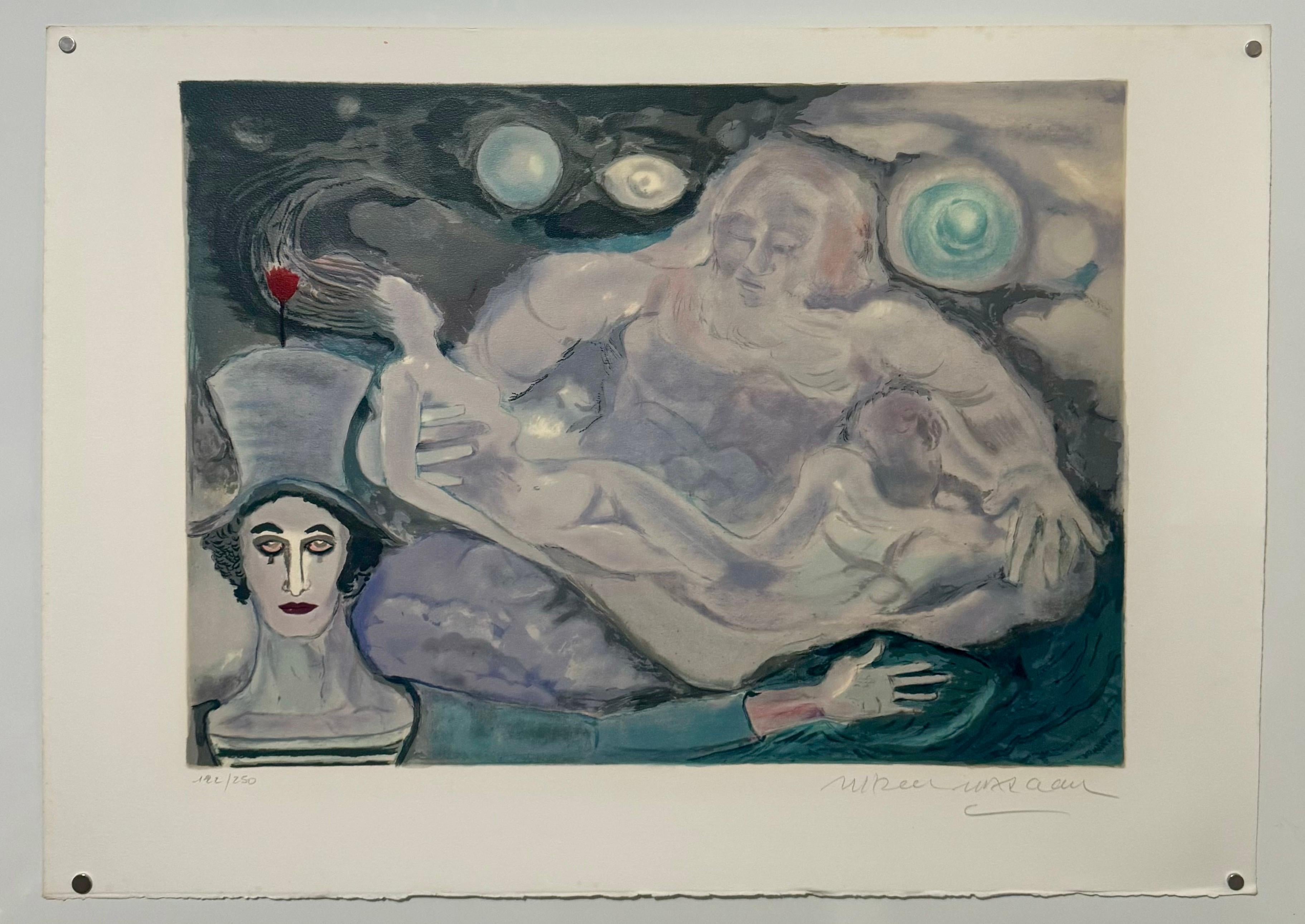 French Surrealist Lithograph Legendary Mime Marcel Marceau Third Eye Surrealism For Sale 2