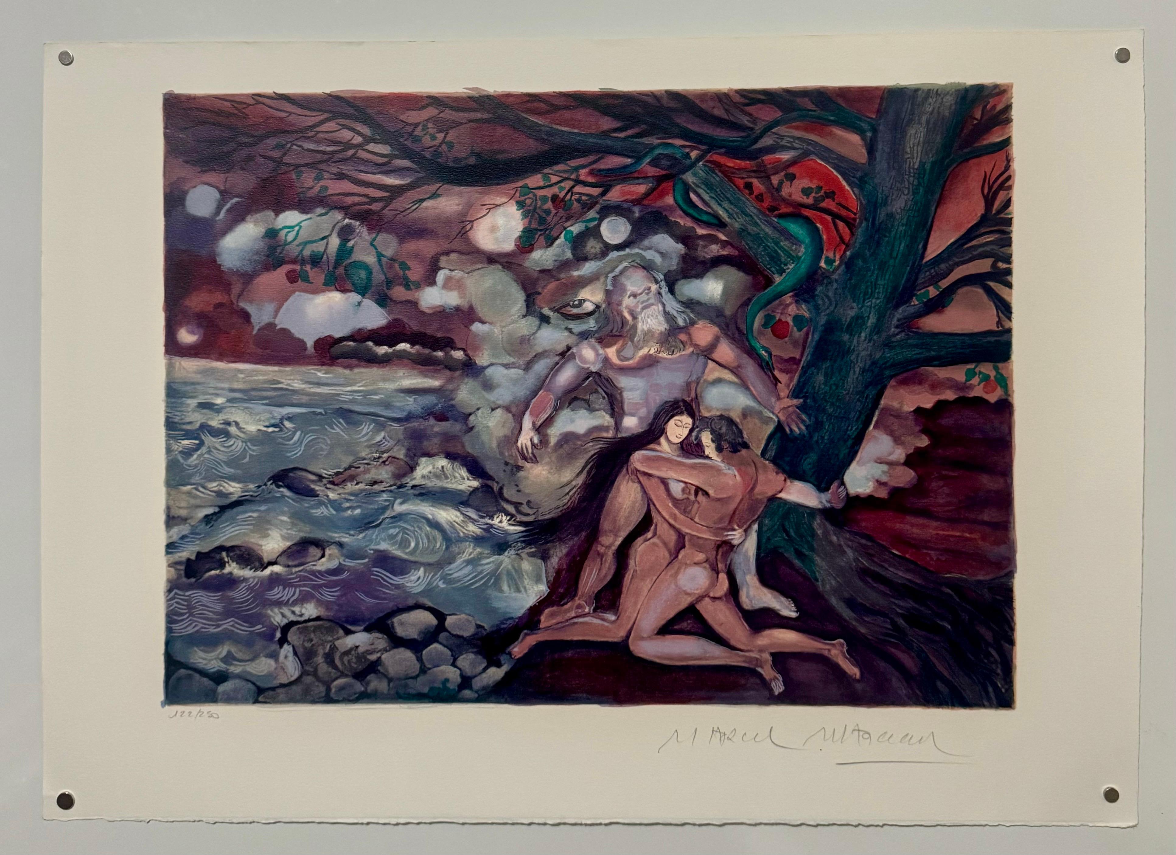 French Surrealist Lithograph Legendary Mime Marcel Marceau Third Eye Surrealism For Sale 2