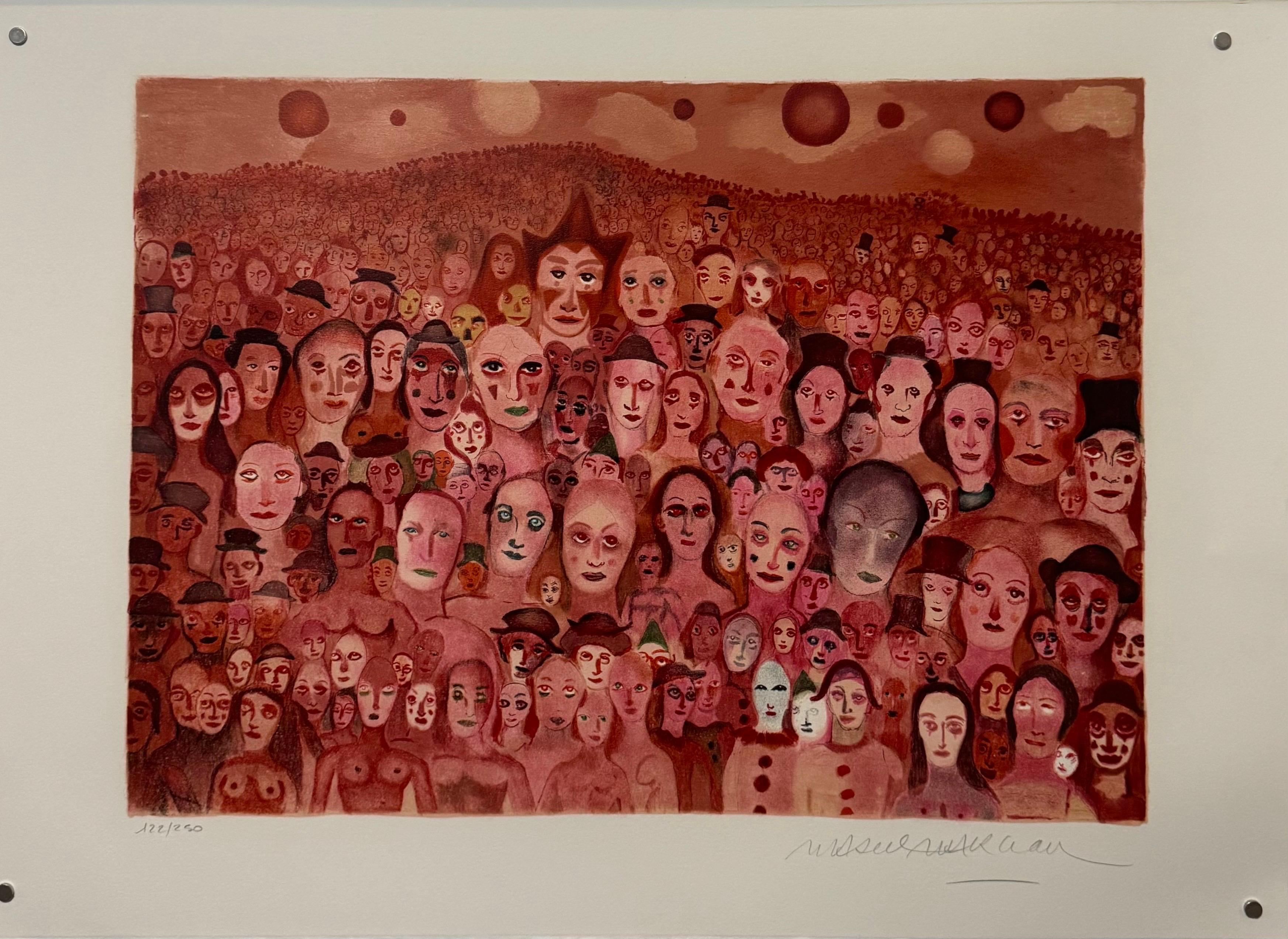 French Surrealist Lithograph Legendary Mime Marcel Marceau Third Eye Surrealism For Sale 2