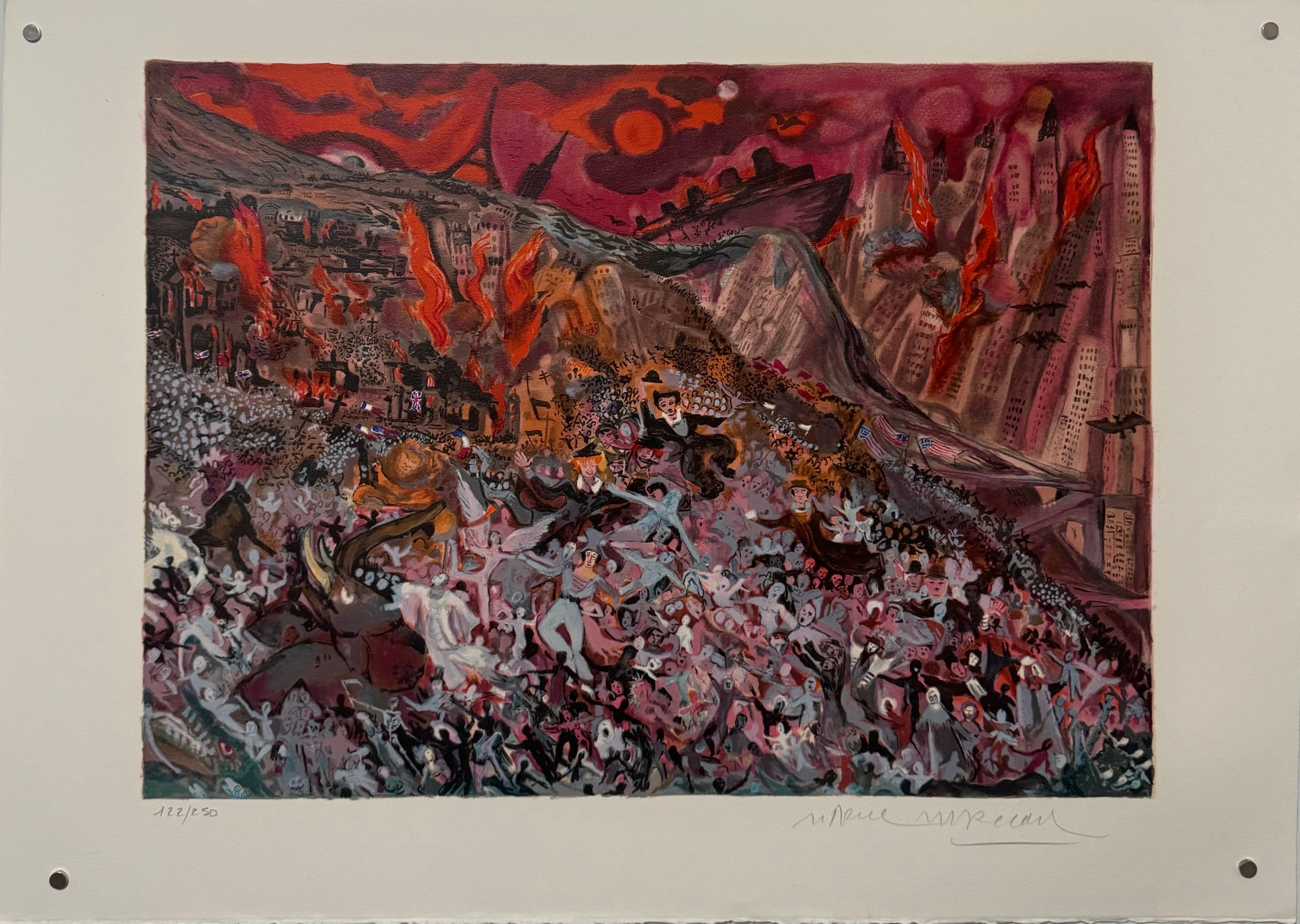 French Surrealist Lithograph Legendary Mime Marcel Marceau Third Eye Surrealism For Sale 2