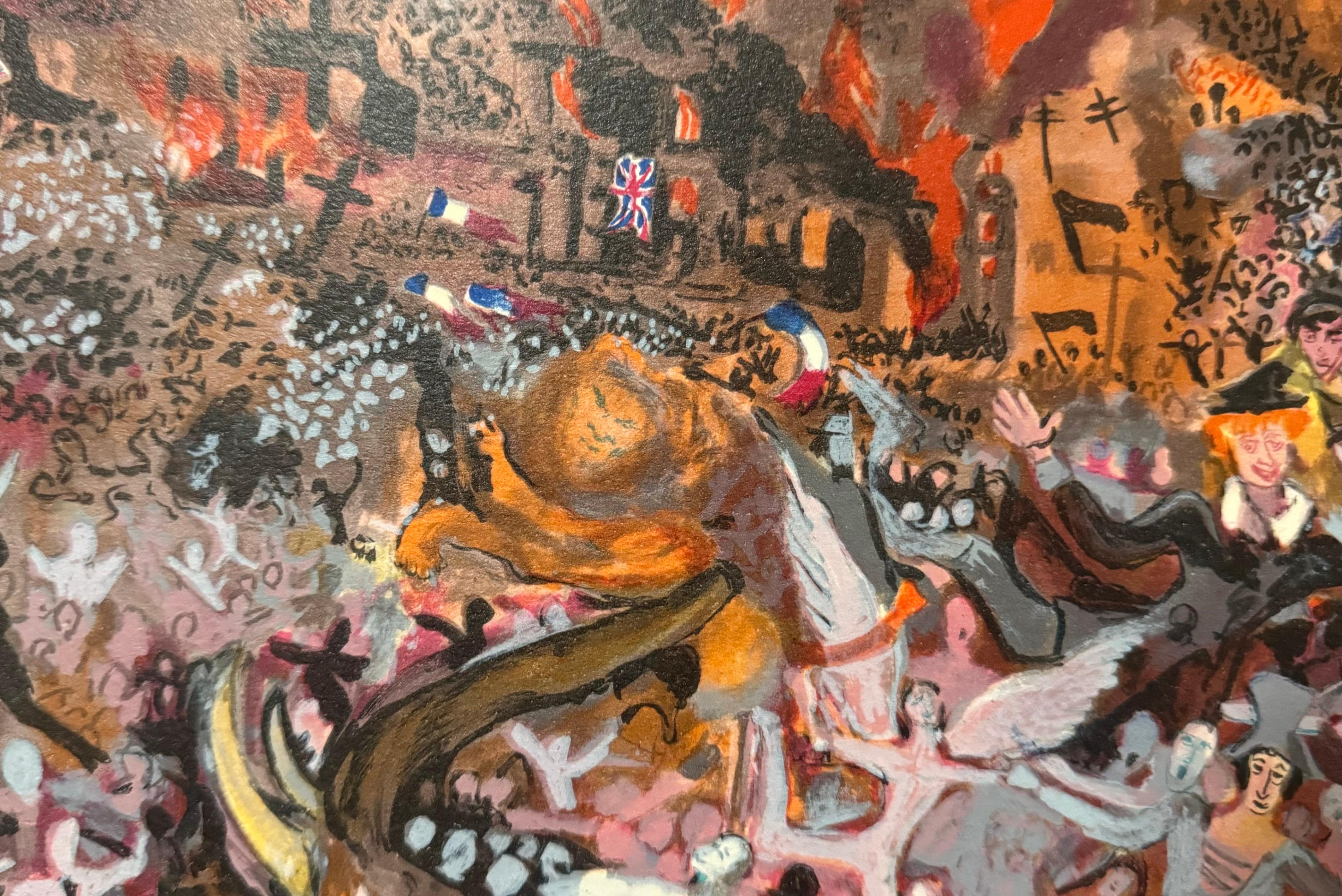 French Surrealist Lithograph Legendary Mime Marcel Marceau Third Eye Surrealism For Sale 3