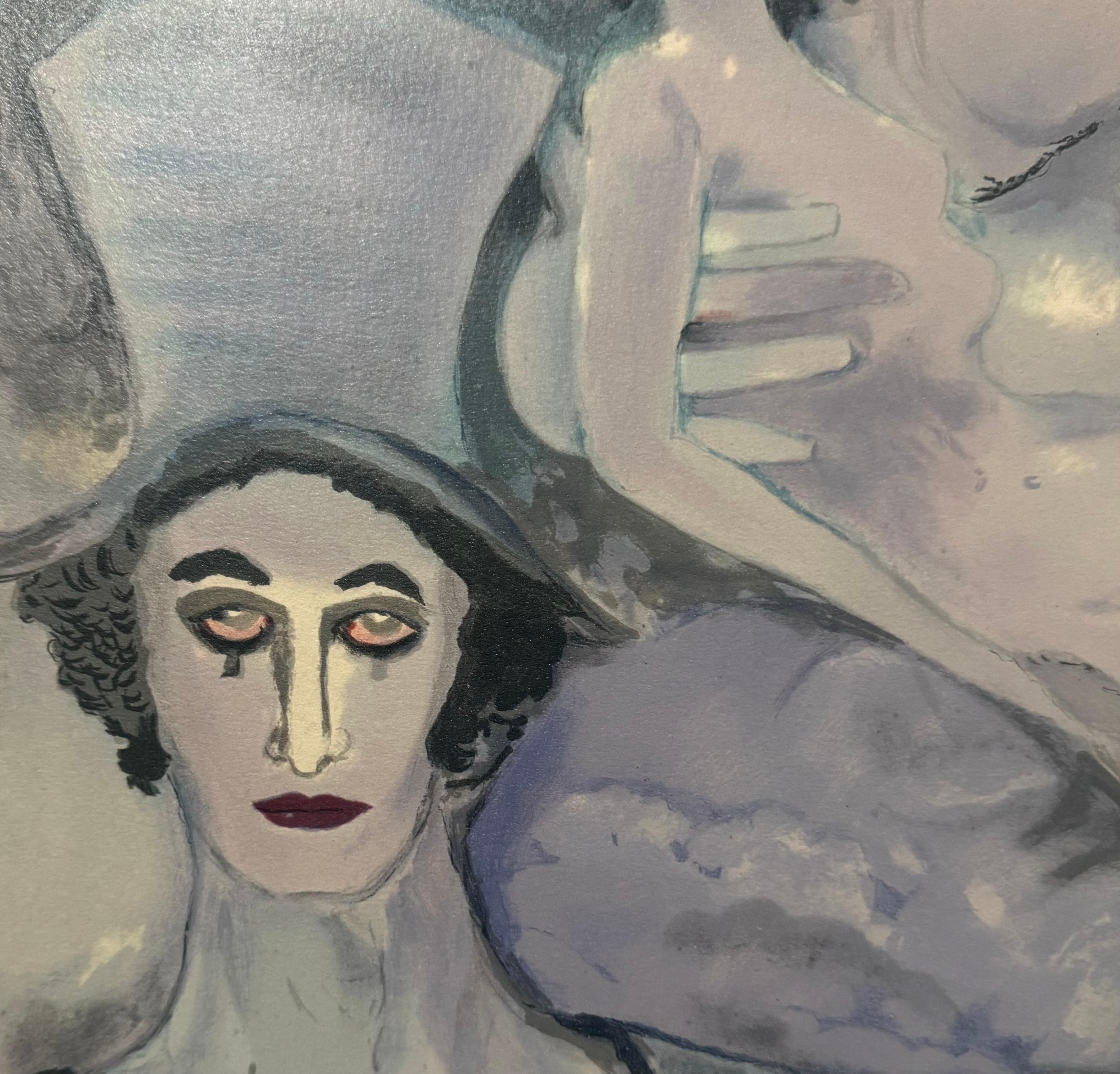 French Surrealist Lithograph Legendary Mime Marcel Marceau Third Eye Surrealism For Sale 4