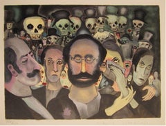 Gathering of Sad Clowns, surrealistische Lithographie von Marcel Marceau
