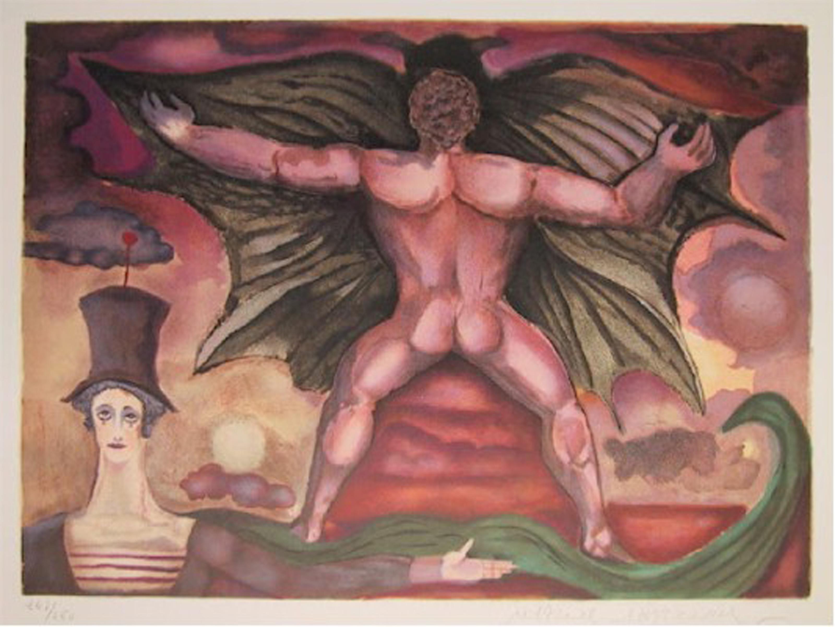 Marcel Marceau, francese (1923 - 2007) - Uomo nudo con Marcel, Portfolio:  Le Troisieme Oeil (Il terzo occhio), Anno:  1981, Medio:  Litografia su carta Arches, firmata e numerata a matita, edizione:  248/250, Dimensioni:  21,5 x 30 pollici (54,61 x