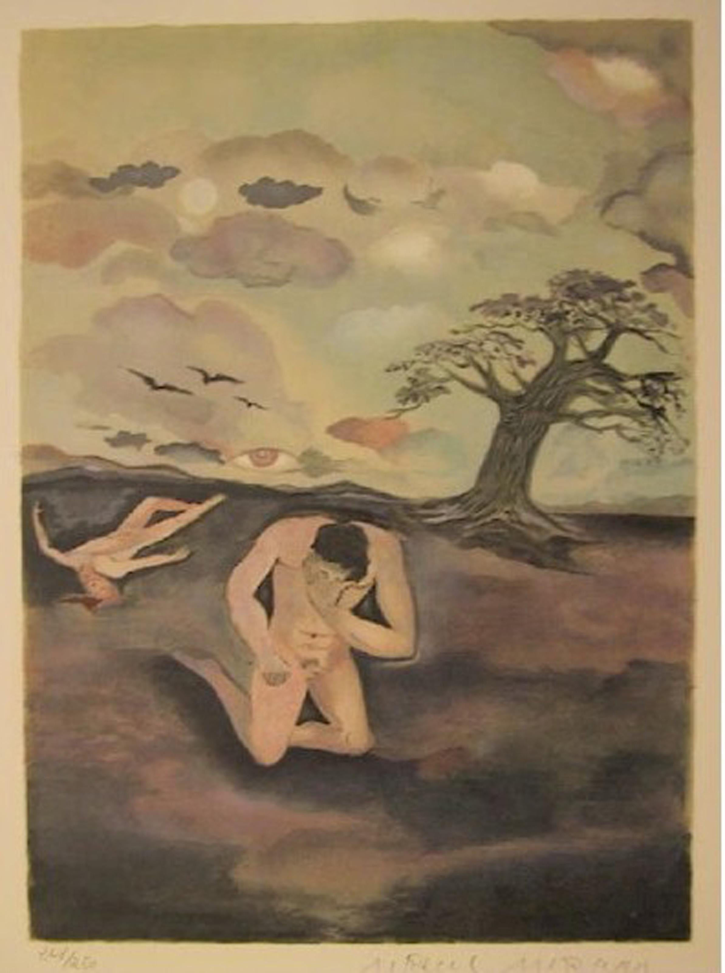 Marcel Marceau, francés (1923 - 2007) - Desnudos en paisaje, Cartera:  Le Troisieme Oeil (El Tercer Ojo), Año:  1981, Medio:  Litografía sobre papel Arches, firmada y numerada a lápiz, Edición:  248/250, Tamaño:  76,2 x 54,61 cm (30 x 21,5 pulg.),