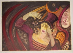 Self-Portrait im Licht, Surrealistische Lithographie von Marcel Marceau