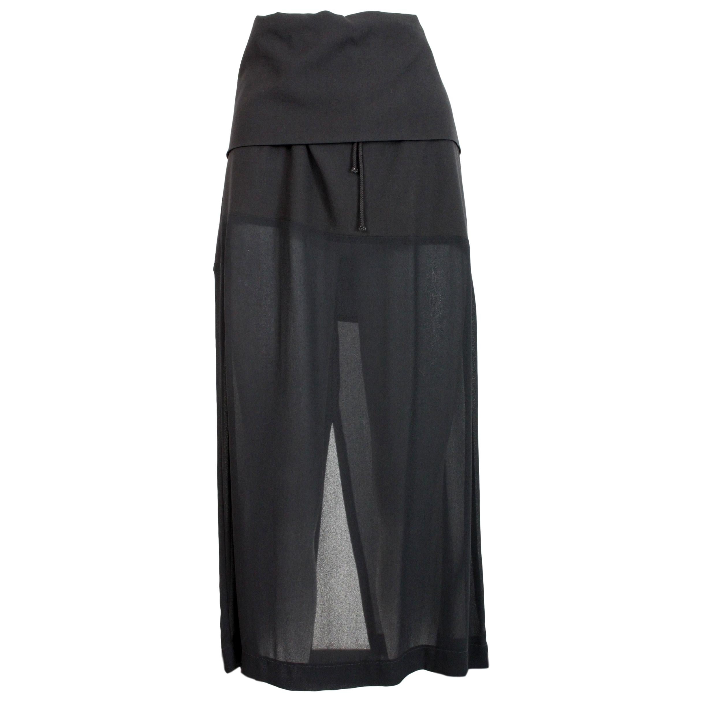 Marcel Marongiu Black Viscose Transparent Long Evening Skirt 