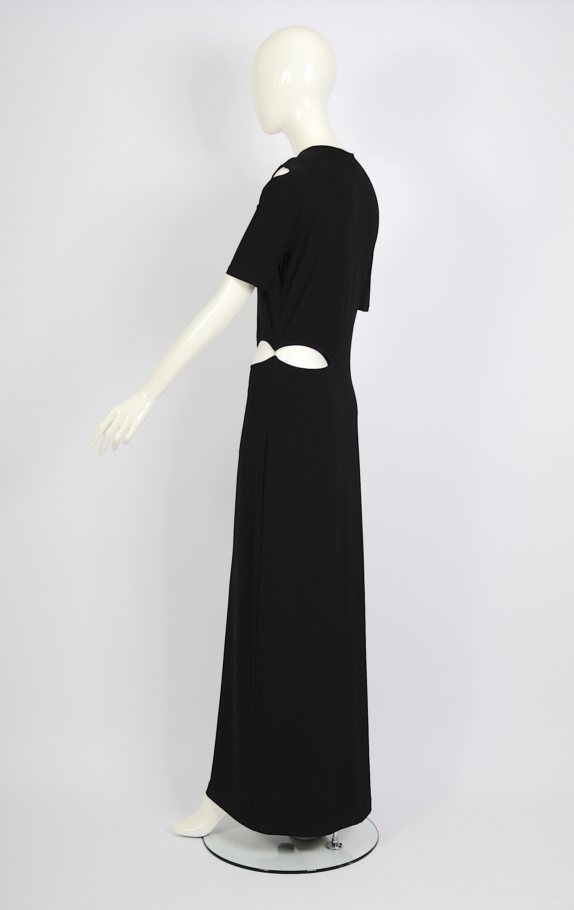 Marcel Marongiu vintage 1990 robe débardeur en jersey noir à découpes en vente 6