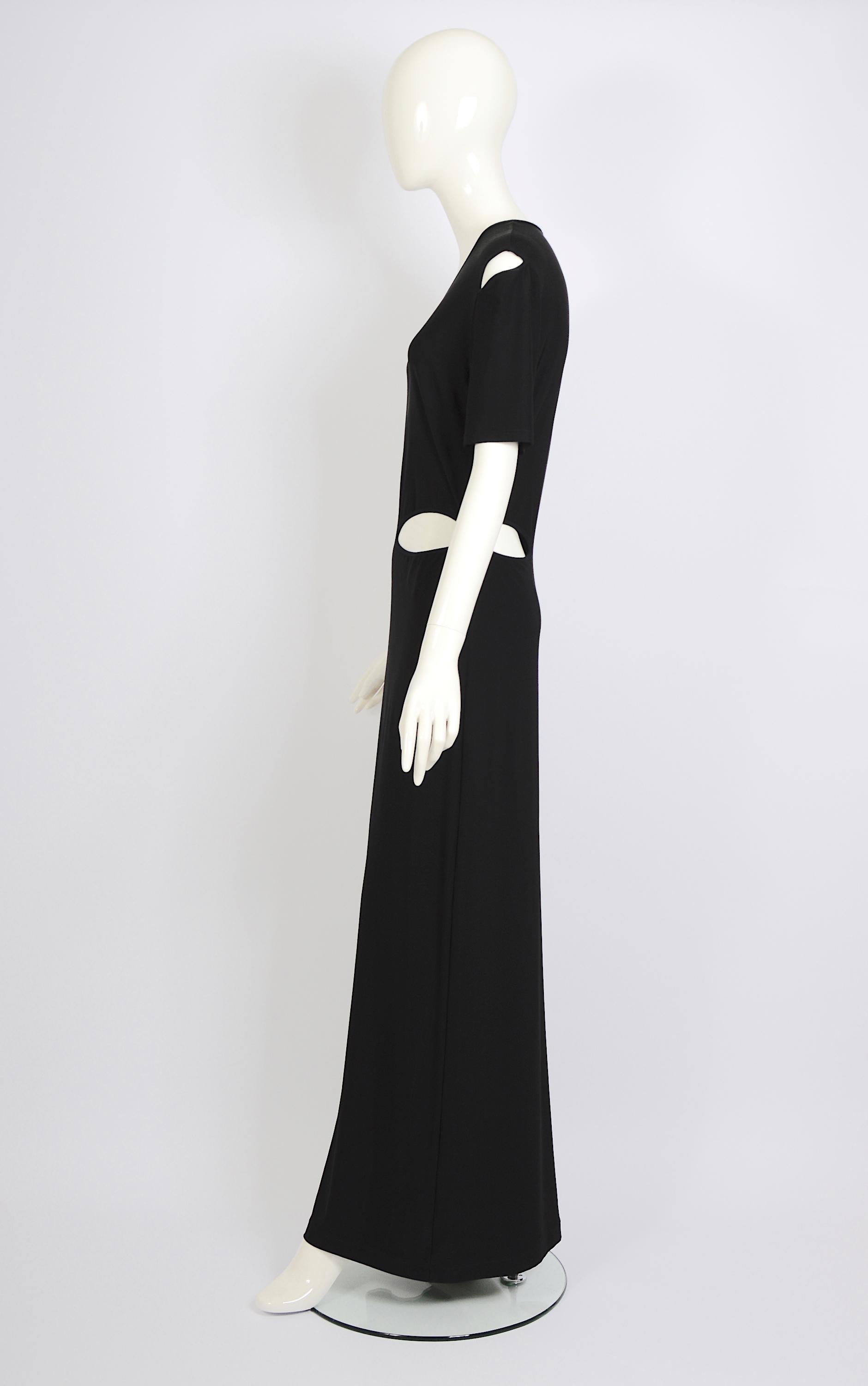Marcel Marongiu vintage 1990 robe débardeur en jersey noir à découpes en vente 7