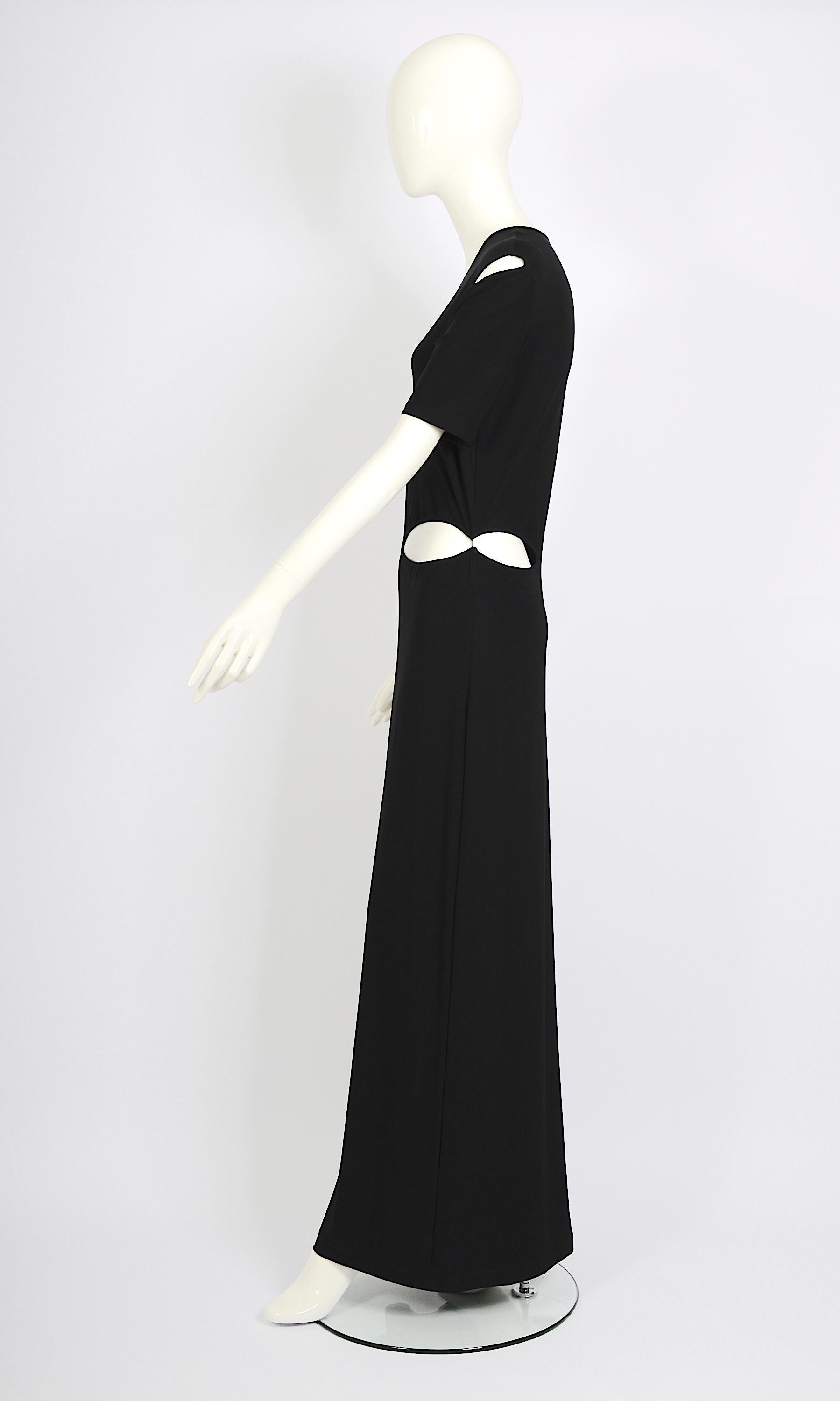Marcel Marongiu vintage 1990 robe débardeur en jersey noir à découpes Excellent état - En vente à Antwerpen, Vlaams Gewest