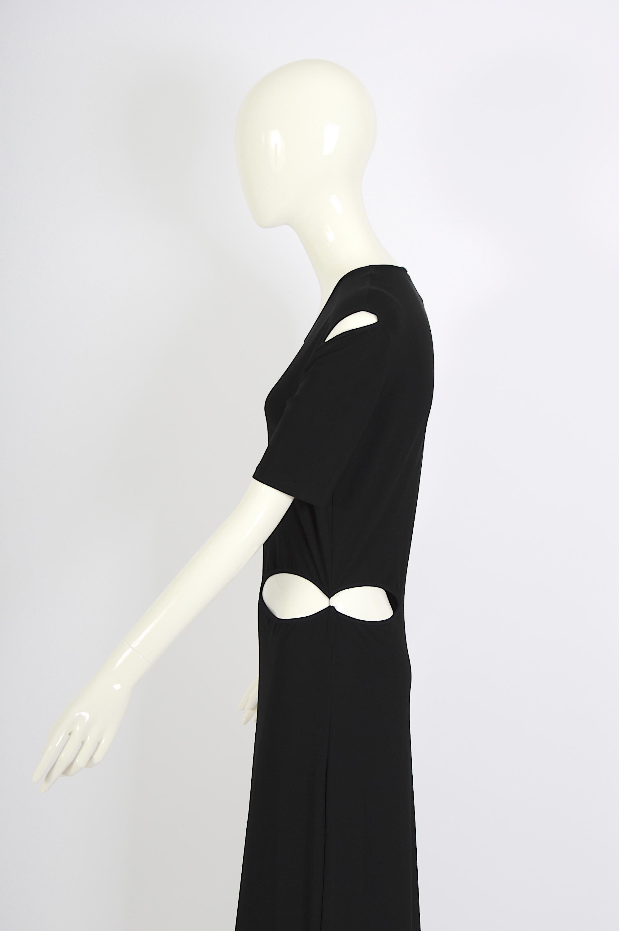 Women's Marcel Marongiu vintage 1990s black jersey cut out style tank dress For Sale