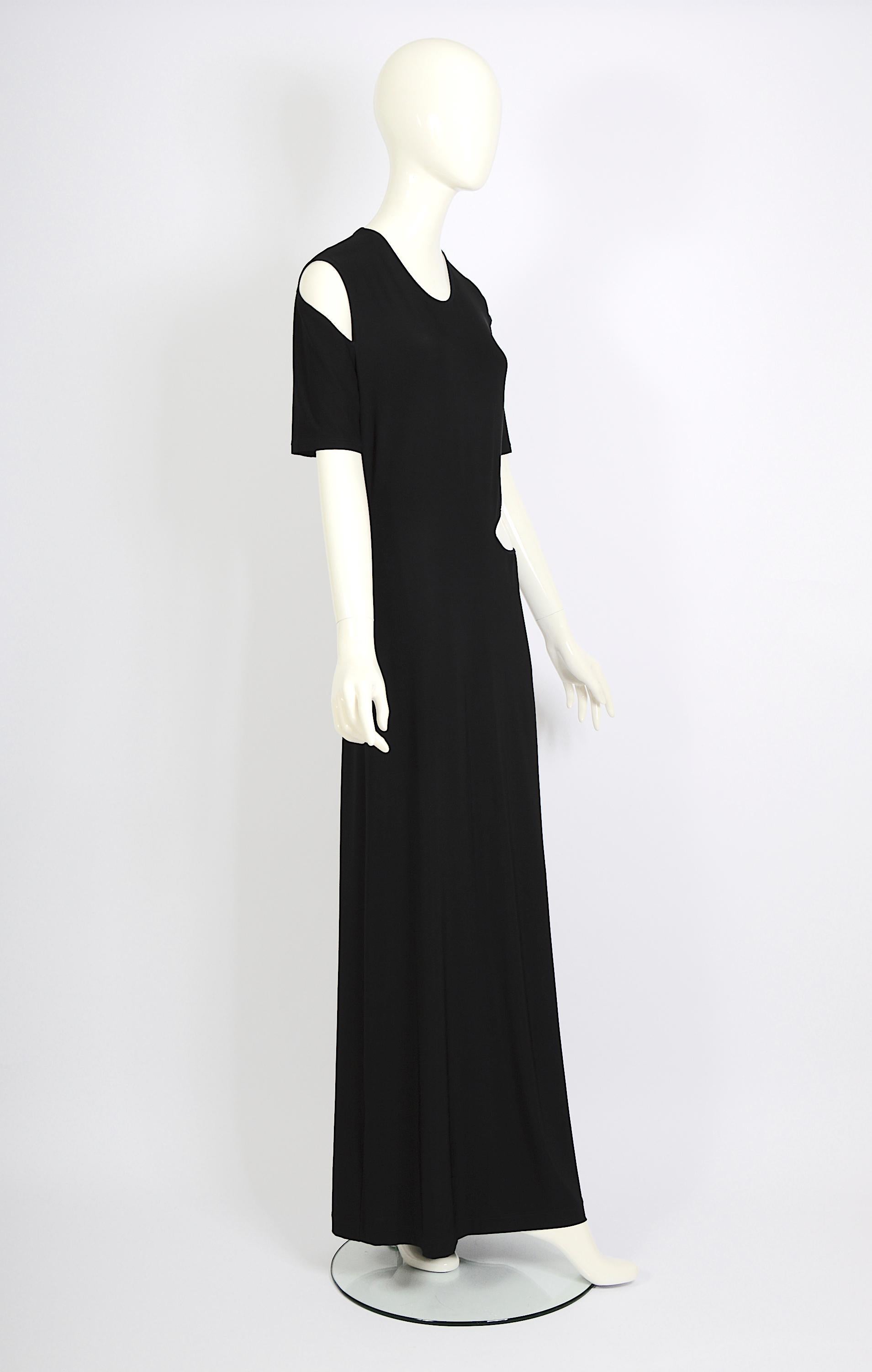 Marcel Marongiu vintage 1990 robe débardeur en jersey noir à découpes en vente 2