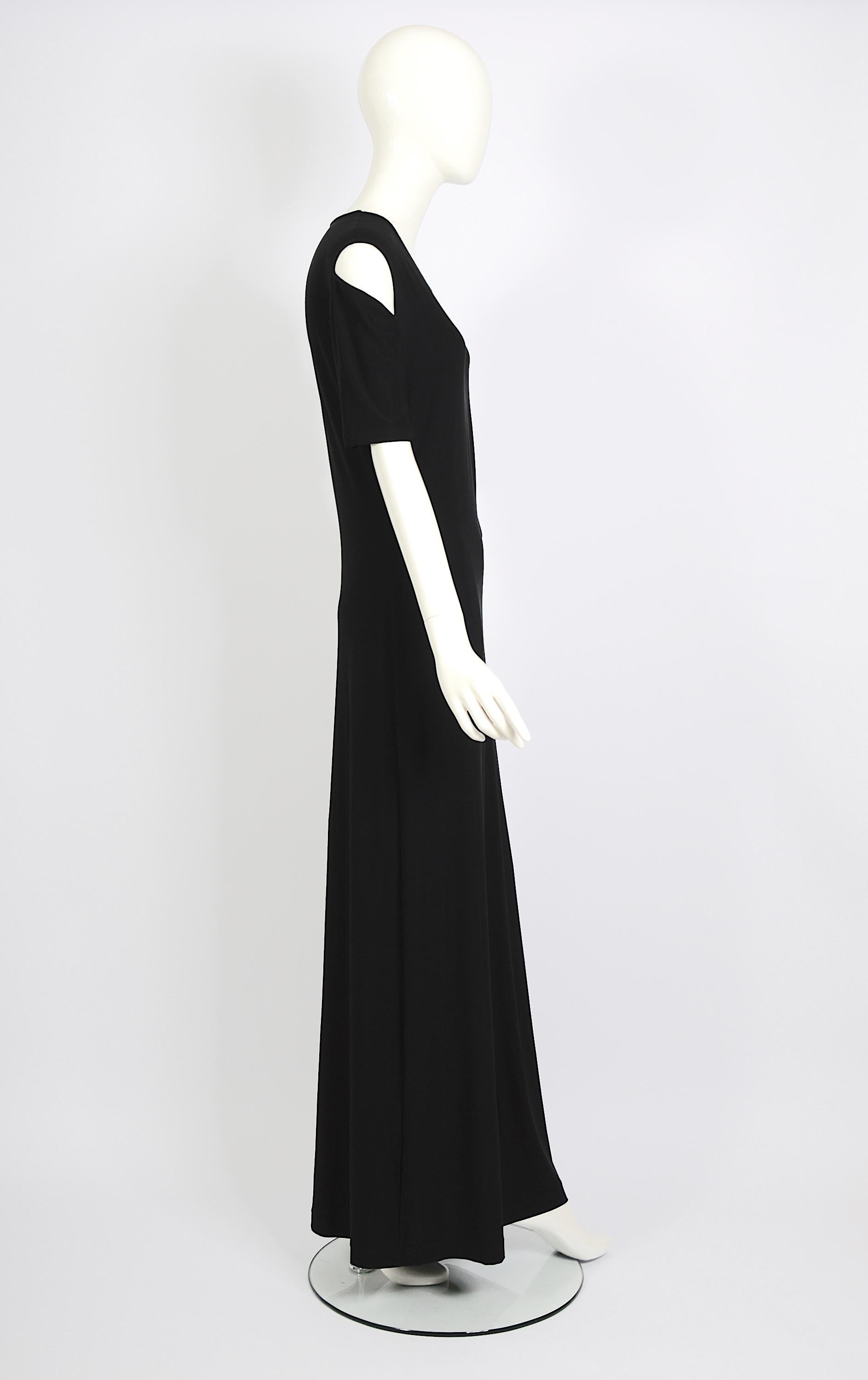 Marcel Marongiu vintage 1990 robe débardeur en jersey noir à découpes en vente 3