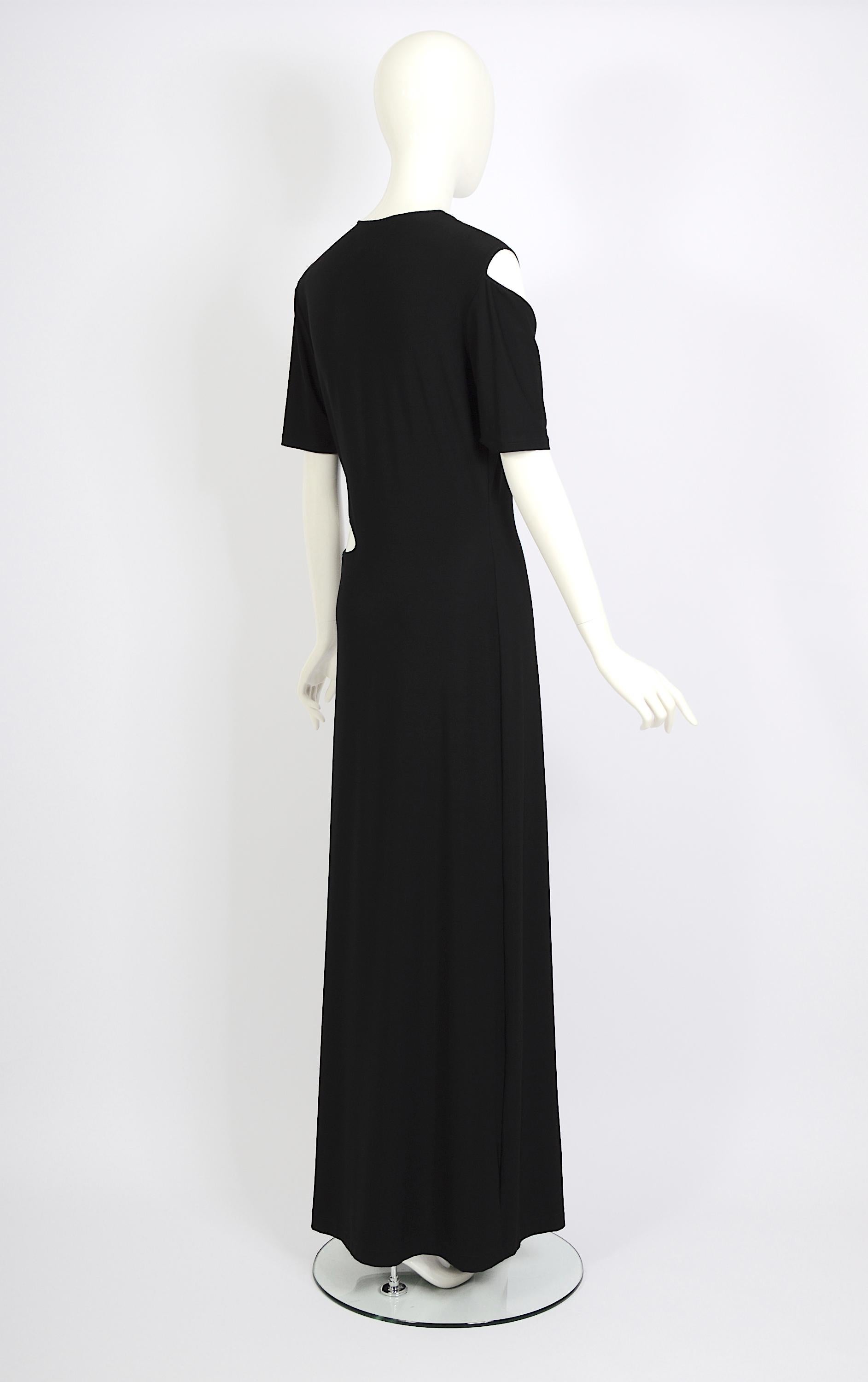 Marcel Marongiu vintage 1990 robe débardeur en jersey noir à découpes en vente 4