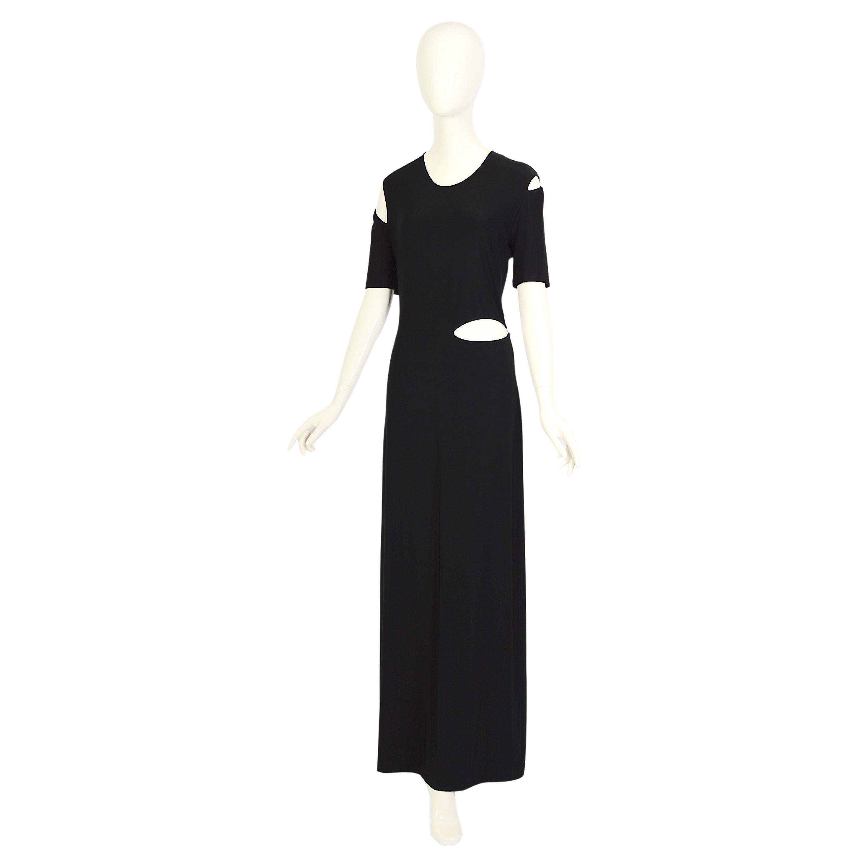 Marcel Marongiu vintage 1990s black jersey cut out style tank dress For Sale