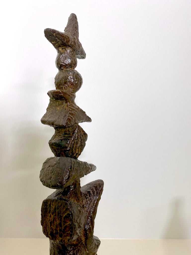 Marcel Marti Bronze Abstract Totem Sculpture In Good Condition For Sale In New York, NY
