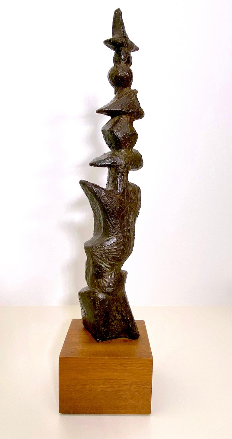 Mid-20th Century Marcel Marti Bronze Abstract Totem Sculpture For Sale