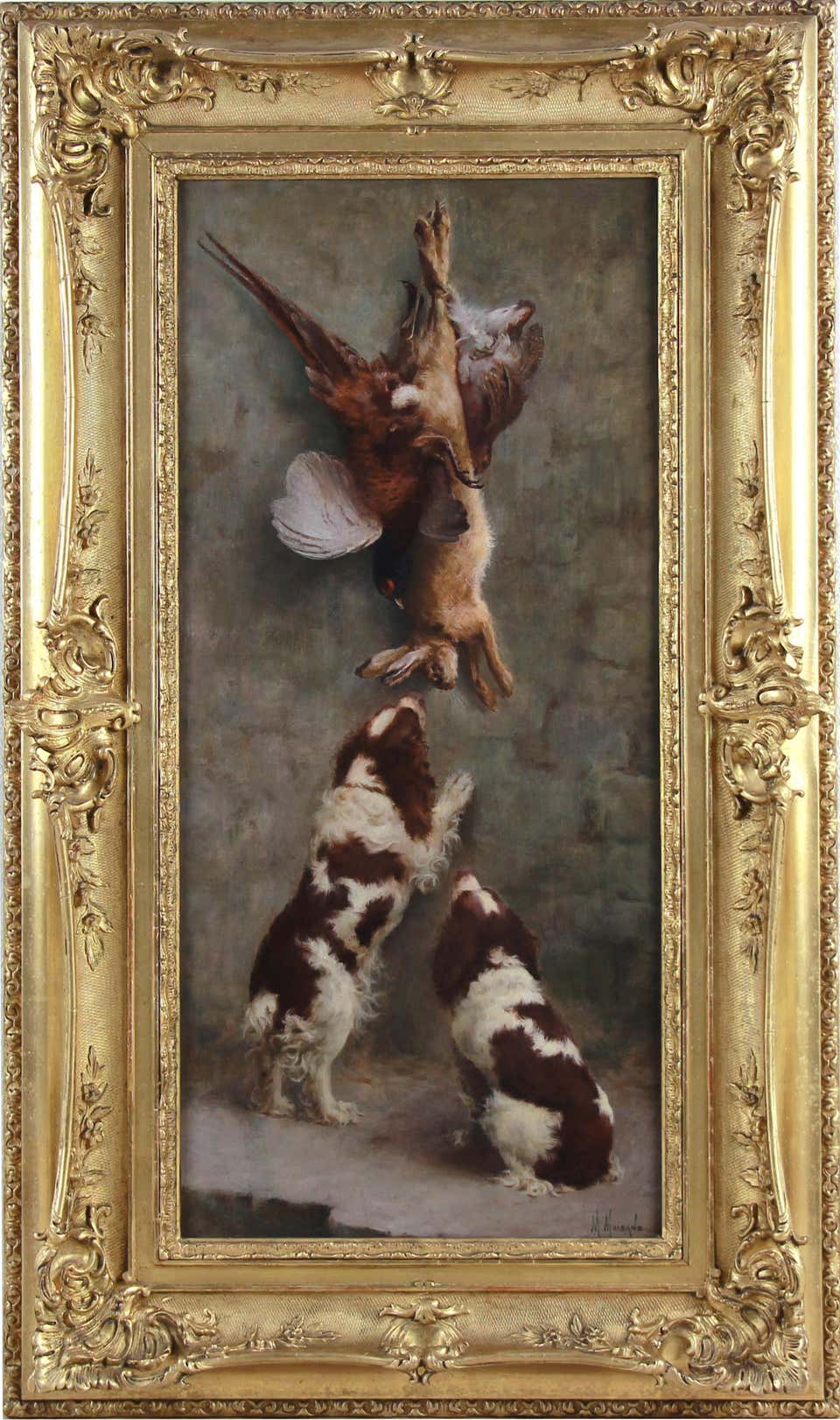 Caspar von Reth - Hunting Dog cubs , oil painting on canvas by Caspar ...