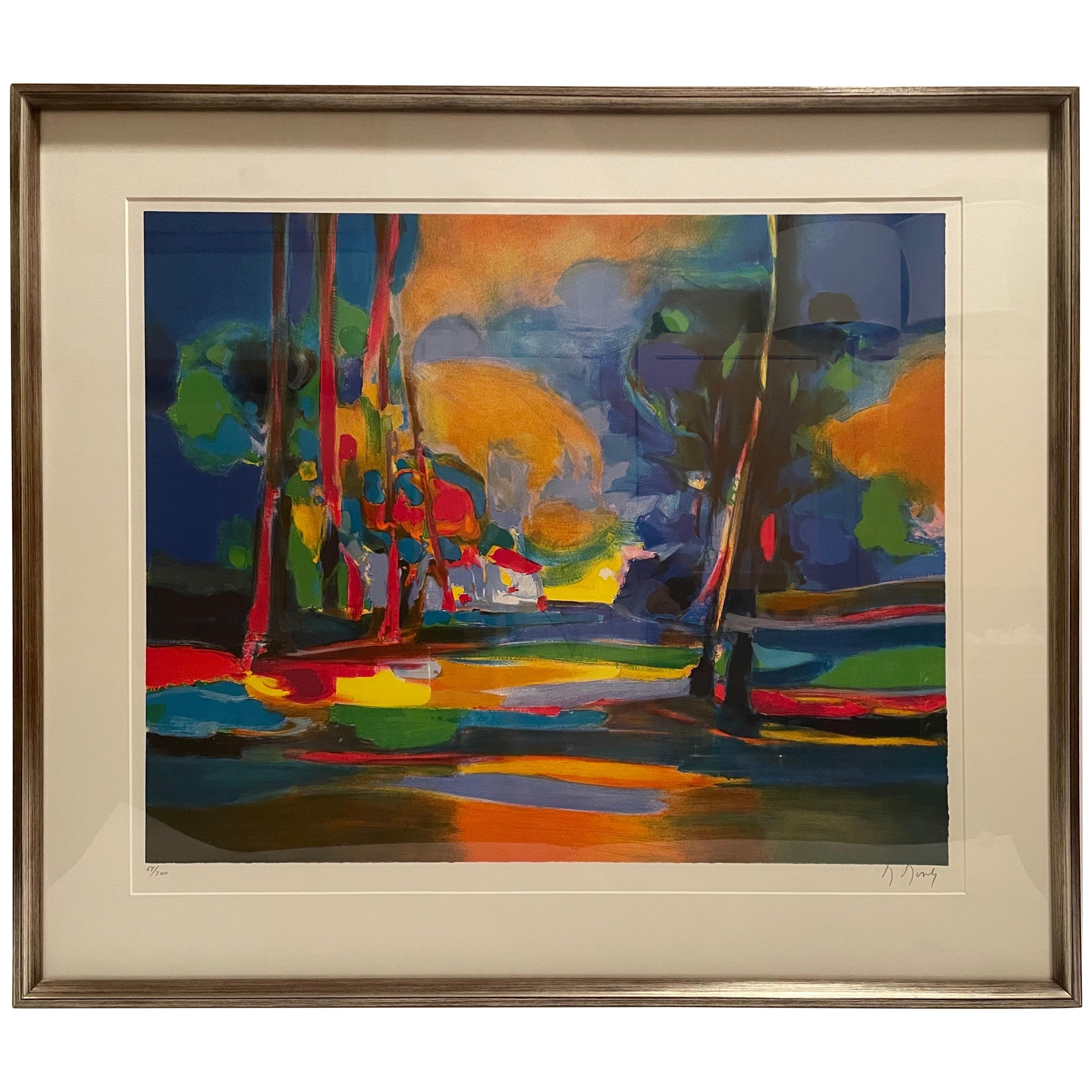 Litografia astratta colorata di Marcel Mouly