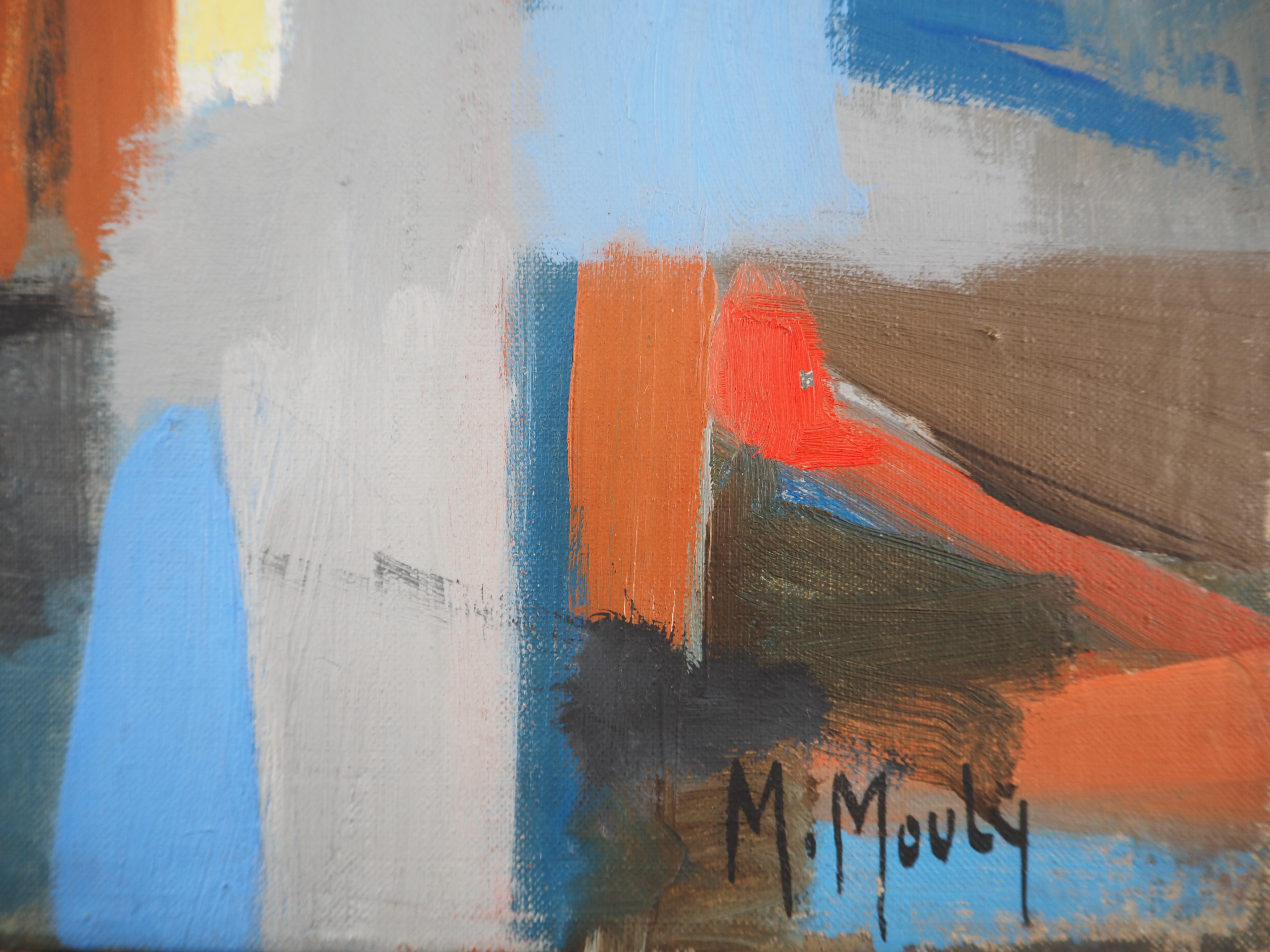 Strada colorata in Spagna - Pittura ad olio originale su tela, firmata da una mano - Painting di Marcel Mouly