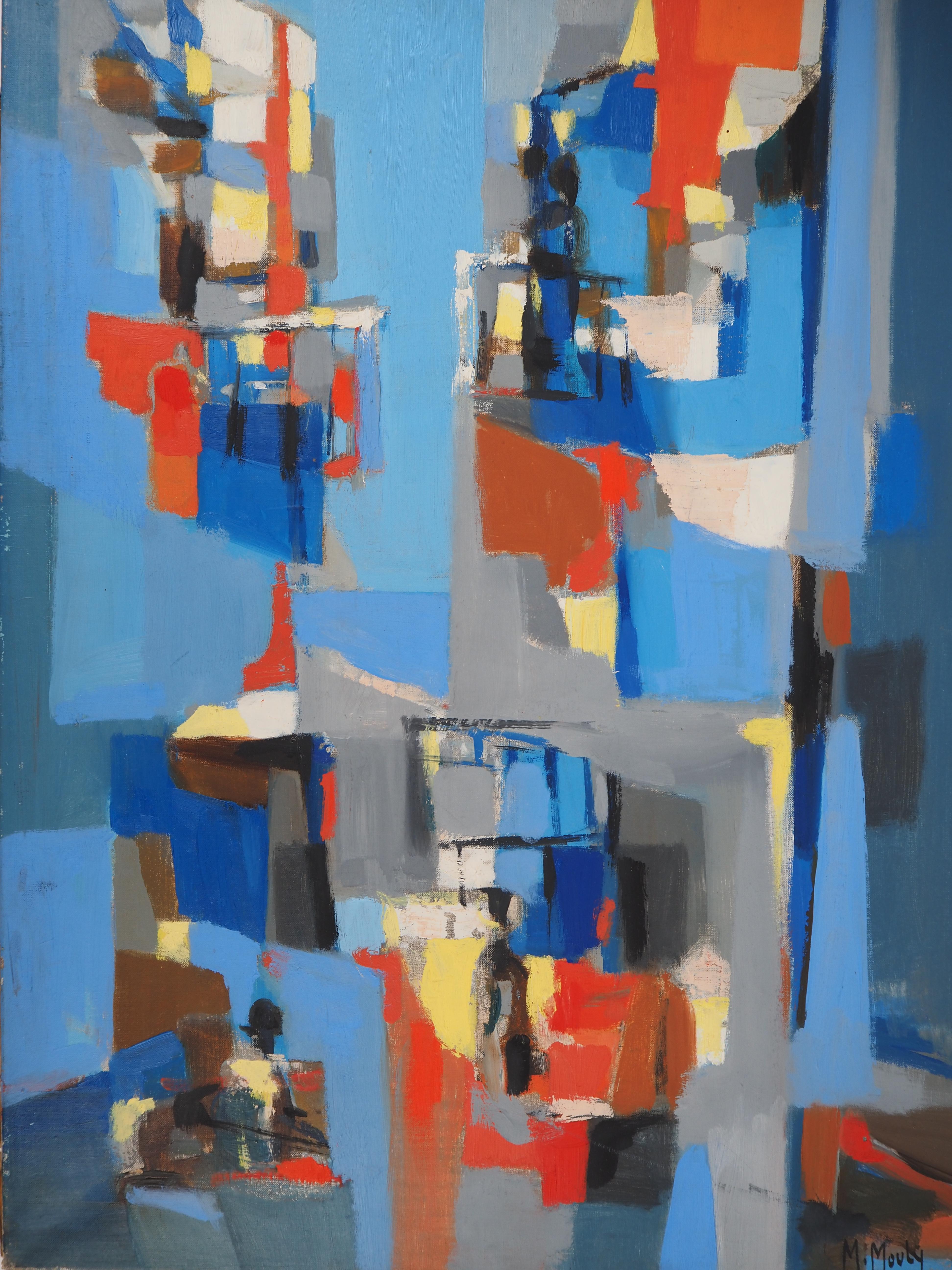 Strada colorata in Spagna - Pittura ad olio originale su tela, firmata da una mano - Painting Postimpressionismo di Marcel Mouly