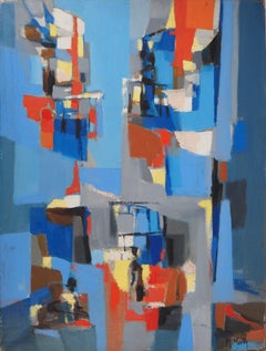 Strada colorata in Spagna - Pittura ad olio originale su tela, firmata da una mano