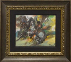 Framed Original Painting "Le Cheval Blanc" on Canvas by Marcel Mouly. 