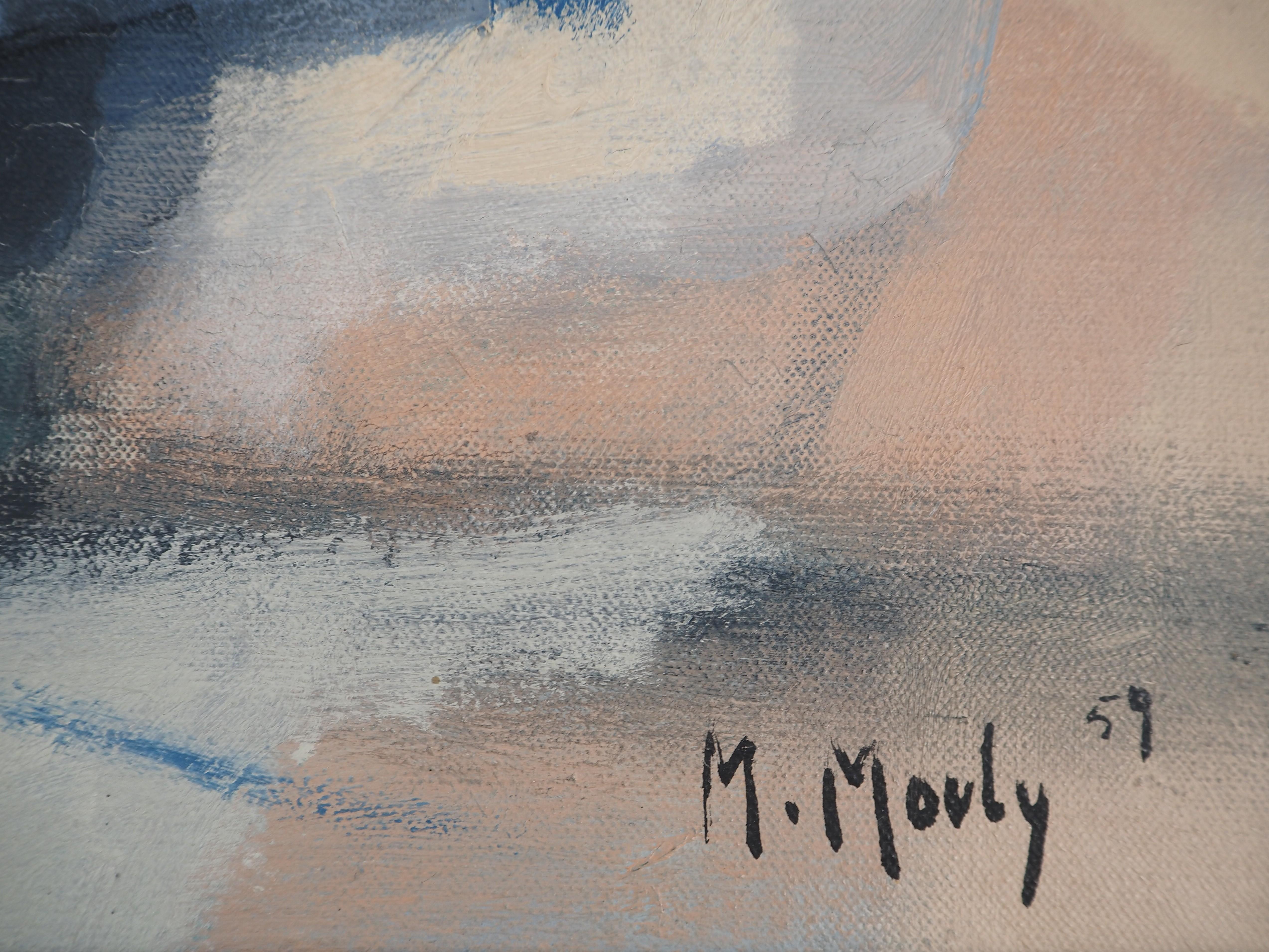 Italien: Mittelmeerlandschaft Italienslandschaft – Original Ölgemälde auf Leinwand, signiert – Painting von Marcel Mouly