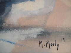 Italia : Paesaggio marino del Mediterraneo - Olio originale su tela, firmato