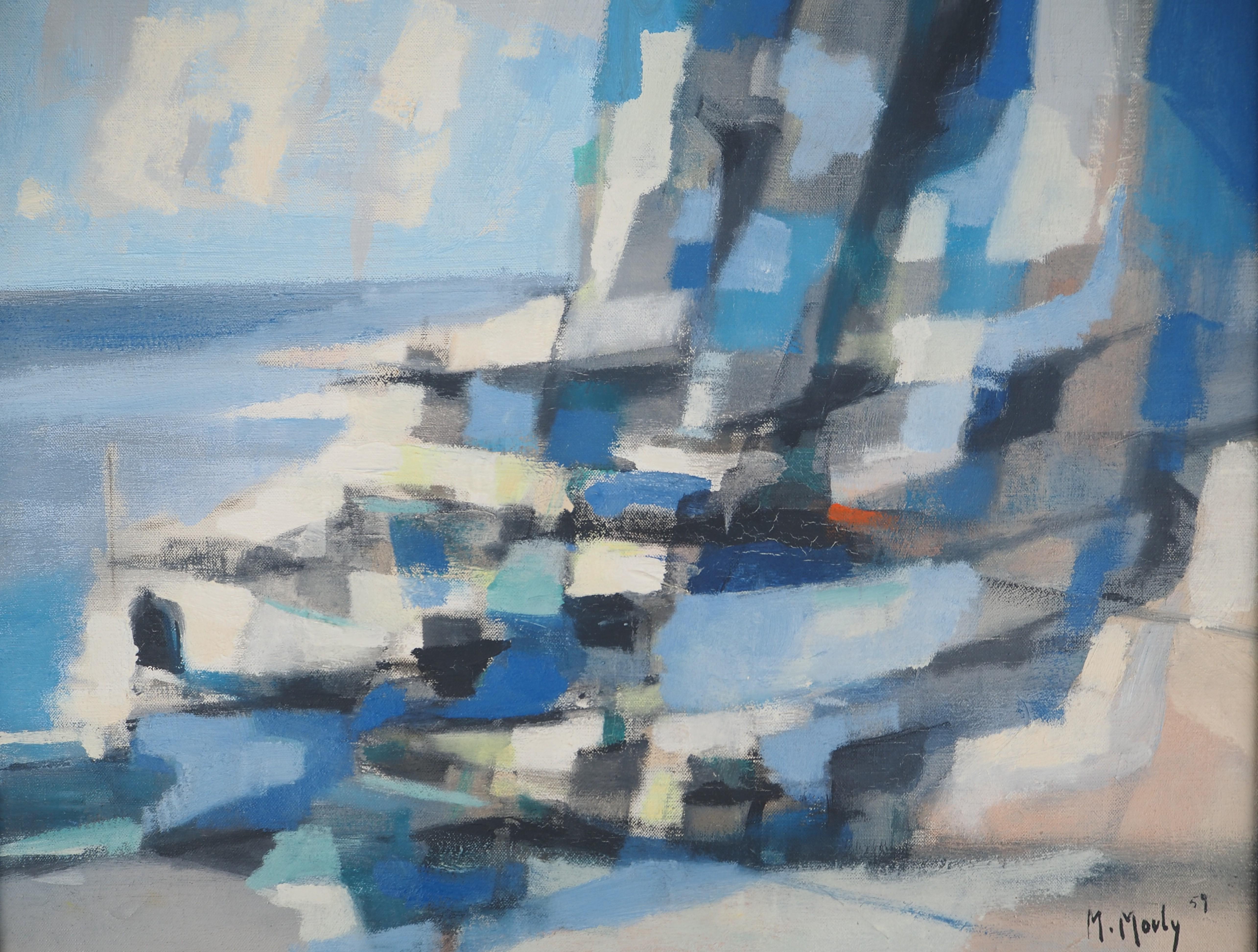 Italien: Mittelmeerlandschaft Italienslandschaft – Original Ölgemälde auf Leinwand, signiert (Moderne), Painting, von Marcel Mouly