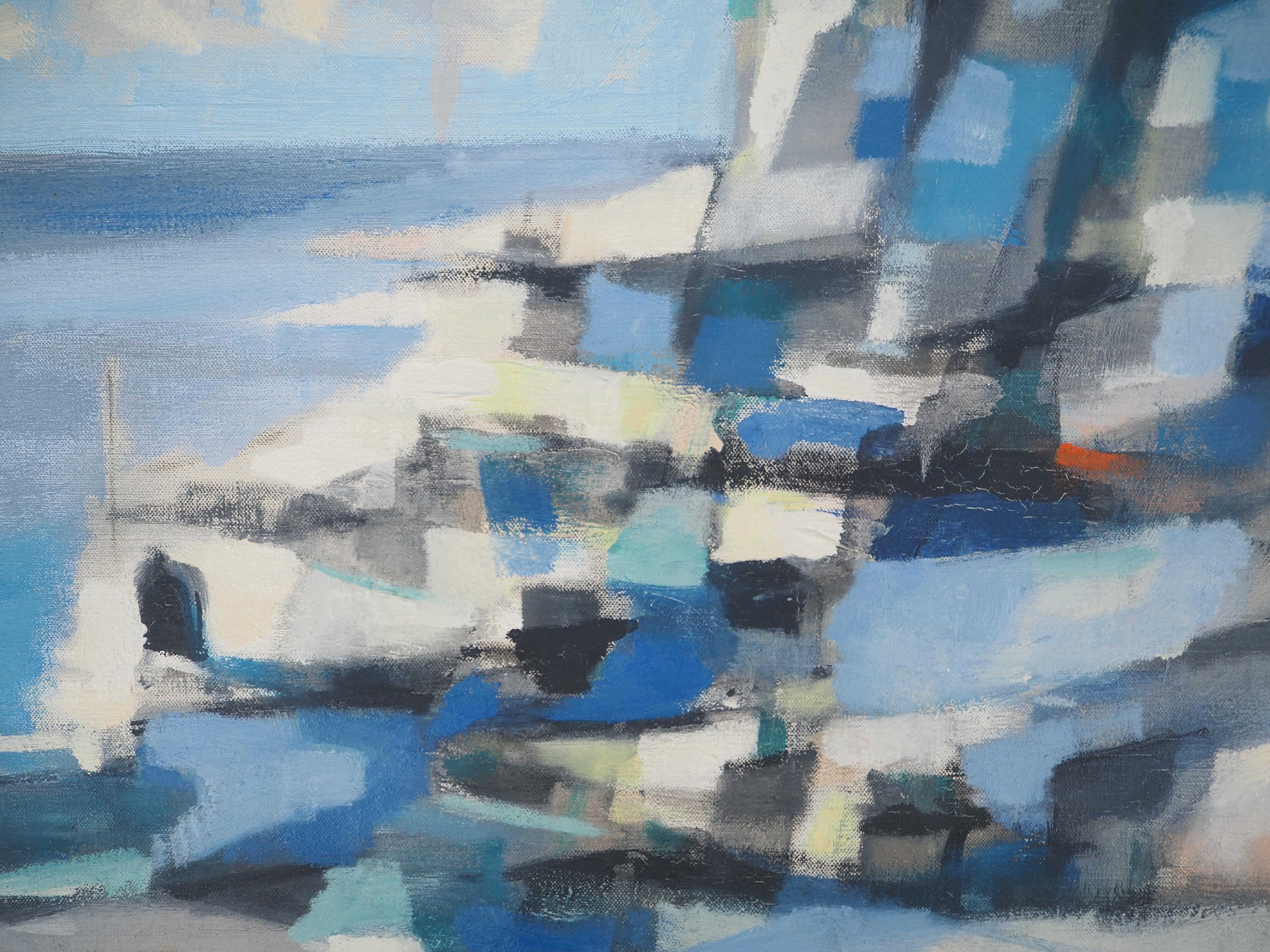 Italien: Mittelmeerlandschaft Italienslandschaft – Original Ölgemälde auf Leinwand, signiert (Grau), Landscape Painting, von Marcel Mouly