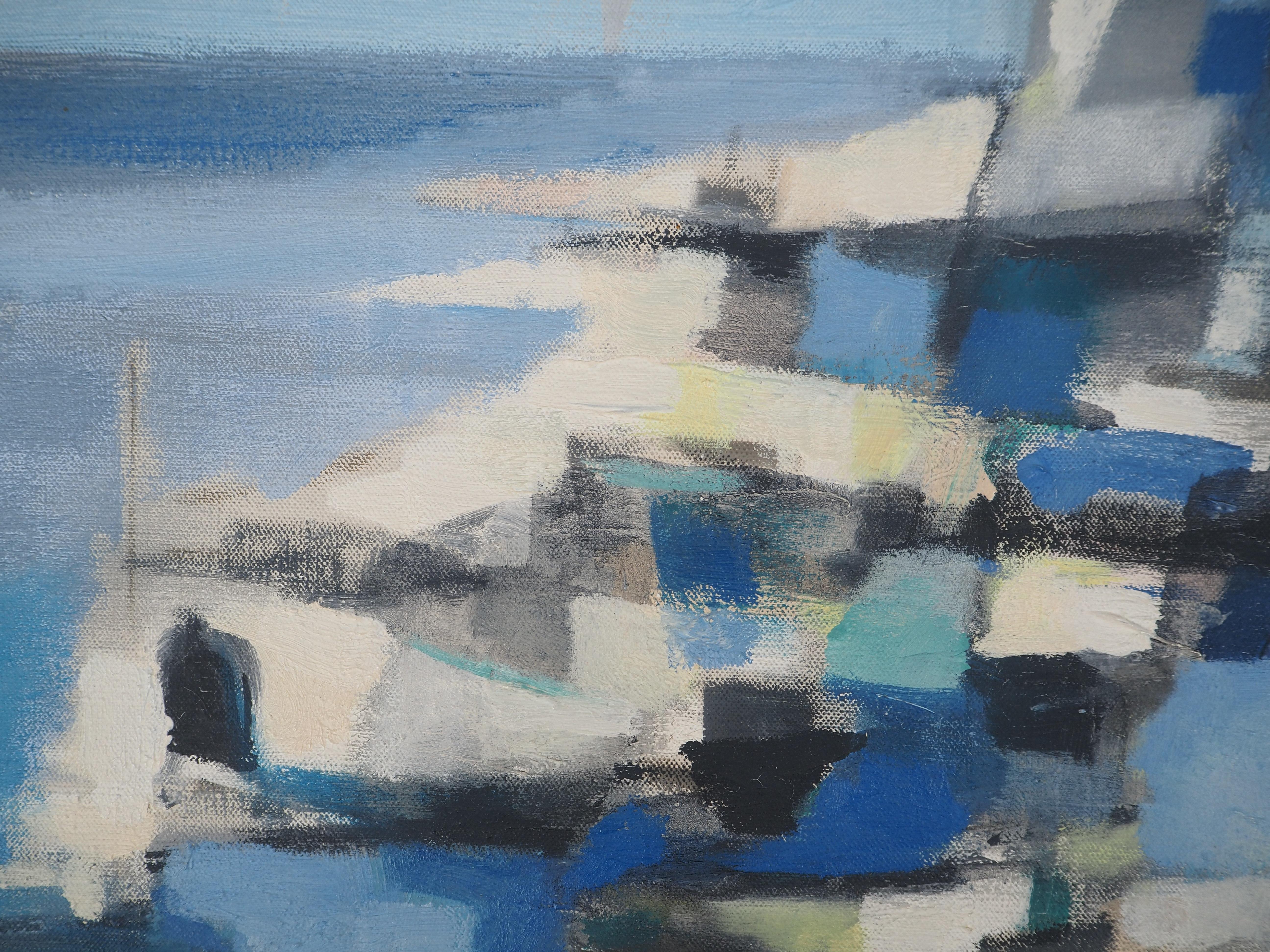 Marcel MOULY
Italien: Meereslandschaft am Mittelmeer, 1959

Original Öl auf Leinwand
Signiert und datiert unten rechts
Unterzeichnet, datiert und datiert auf der Rückseite
Auf Leinwand 46 x 55 cm (ca. 18 x 22 Zoll)
Mit blauem Rahmen 48 x 57 cm (ca.