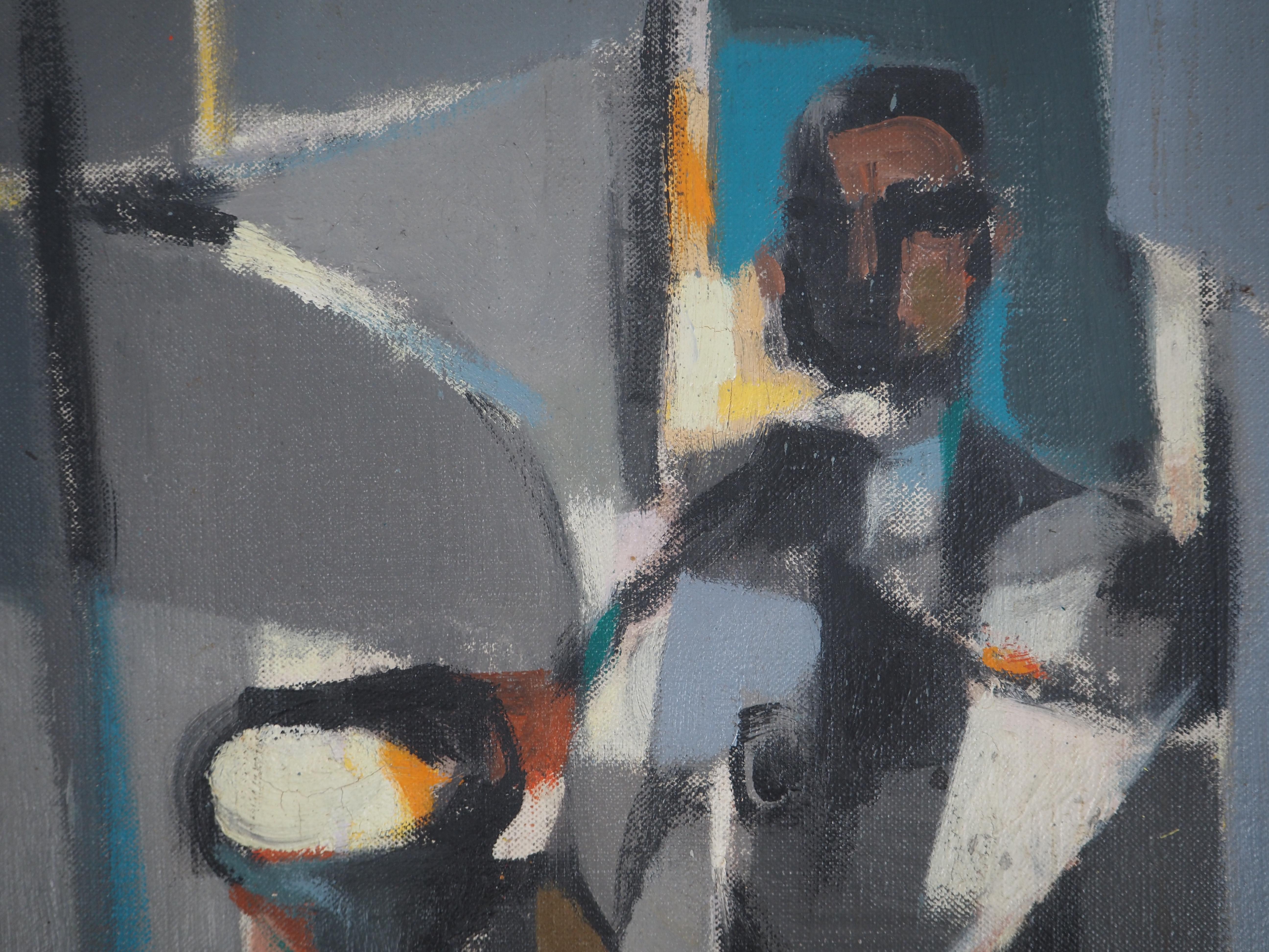 Marcel MOULY
Man Reading a Newspaper on the Cafe Terrace, 1958

Original Oil on canvas
Signed and dated bottom right
Signed, titled dated and situated on the back
On canvas 33 x 24 cm (c. 13 x 10 in)

Excellent condition