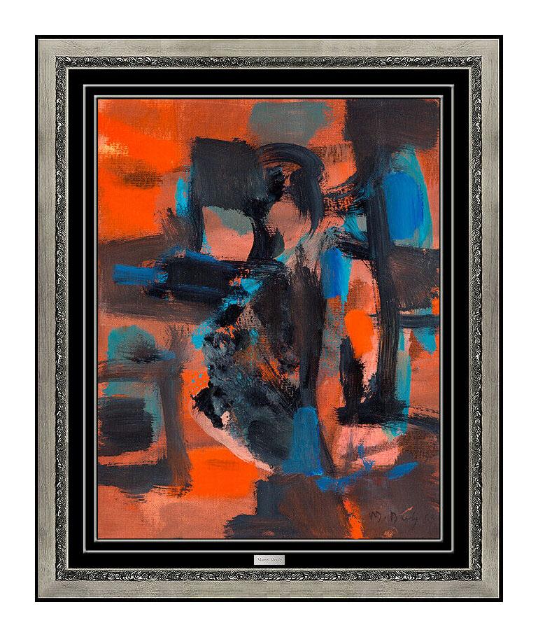 Marcel Mouly Abstract Painting - Marcel MOULY Original OIL PAINTING on CANVAS Signed Modern Abstract Framed Art