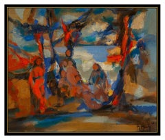 Marcel Mouly Original Oil Painting On Canvas Signed Portrait Abstract Cubism Art