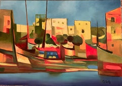 Marcel Mouly's original oil entitled "Port du Peche"