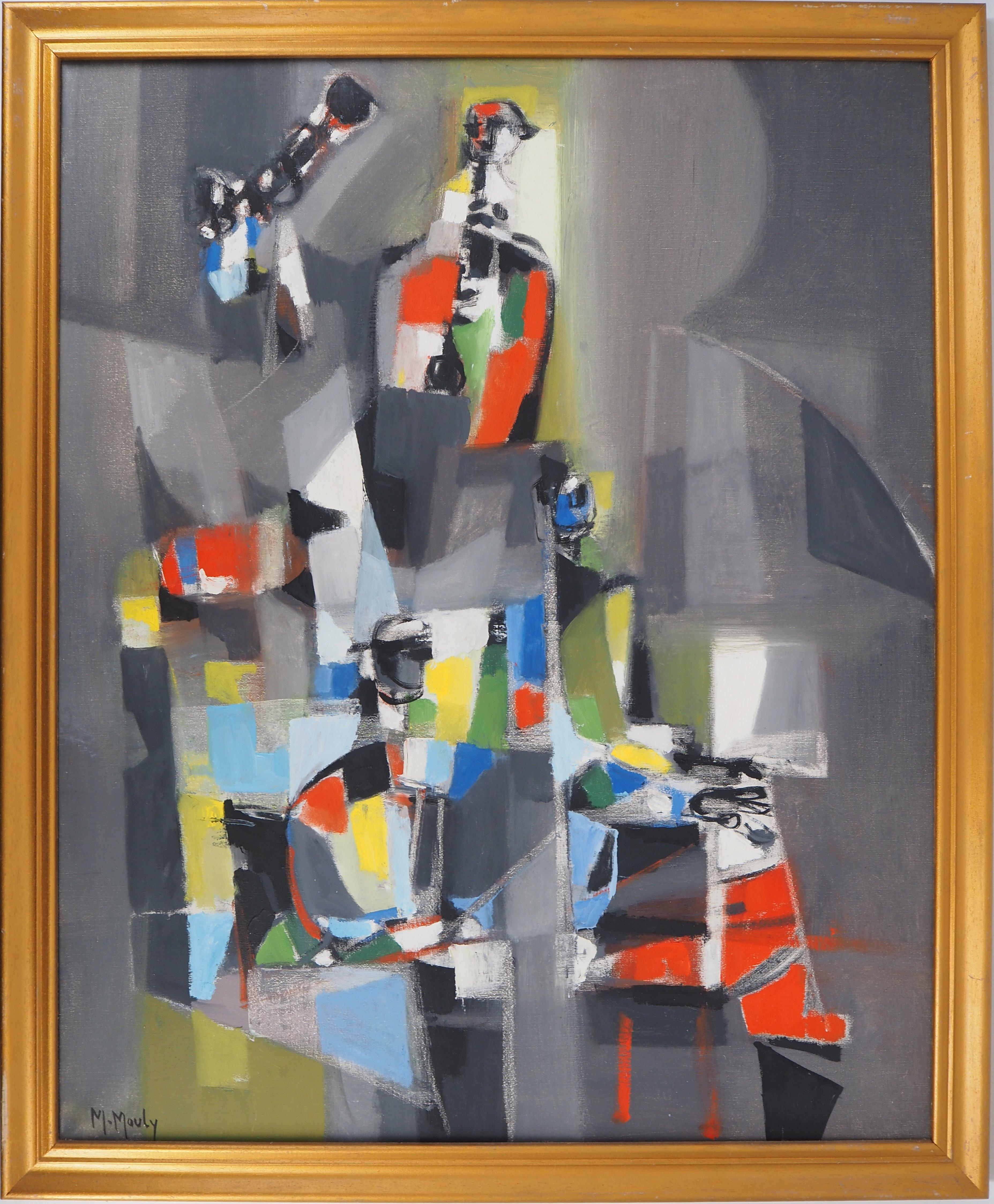Figurative Painting di Marcel Mouly - New Orleans: Quartetto Jazz - Pittura ad olio originale su tela, firmata con le mani