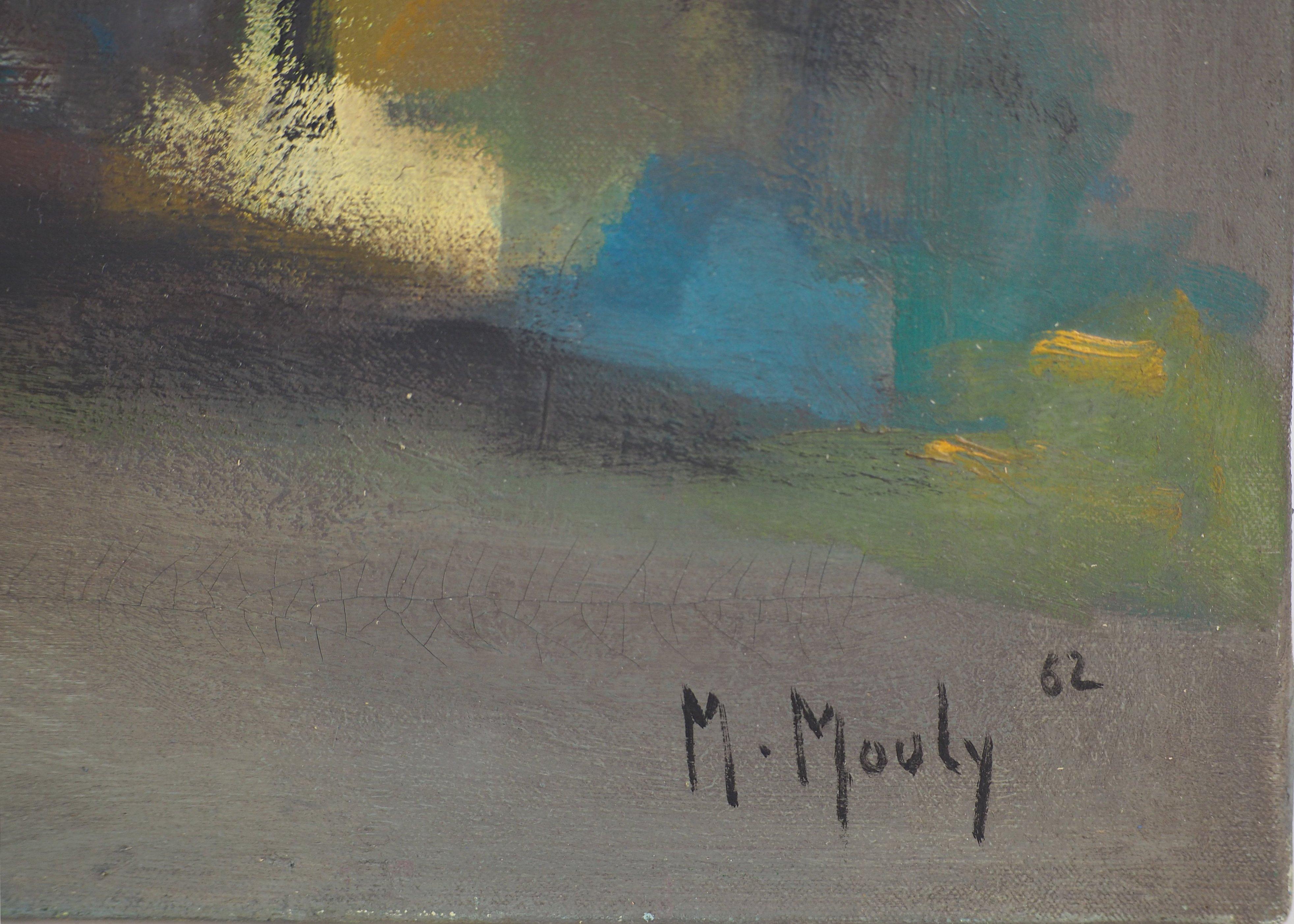 Paysage marin : Path to the Beach - Huile sur toile originale, signée - Painting de Marcel Mouly