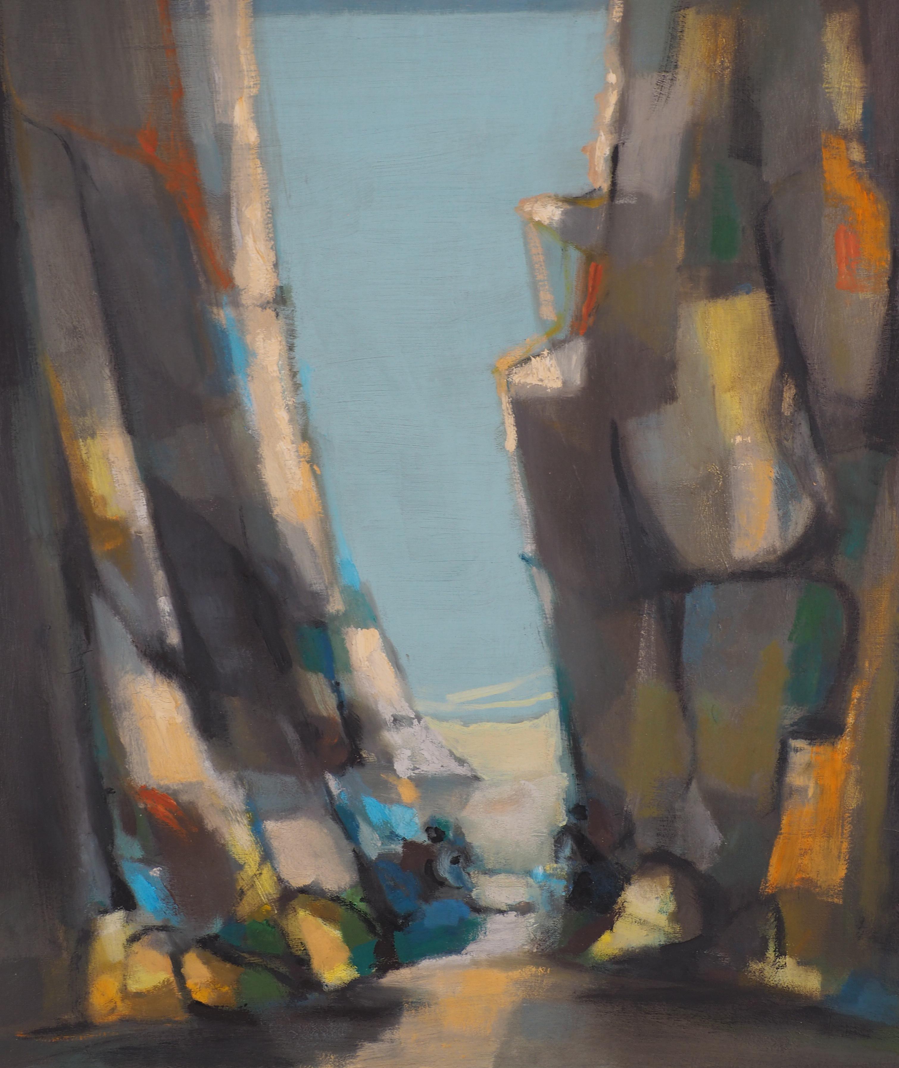 Paysage marin : Path to the Beach - Huile sur toile originale, signée 1